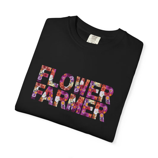 Dahlia Flower Farmer T-shirt, Unisex Garment-Dyed Tee