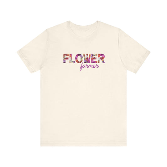 Dahlia Flower Farmer Unisex Tee, Floral Graphic Shirt, Gardening Gift, Spring Style T-Shirt, Nature Lover Apparel, Gifts for Gardeners