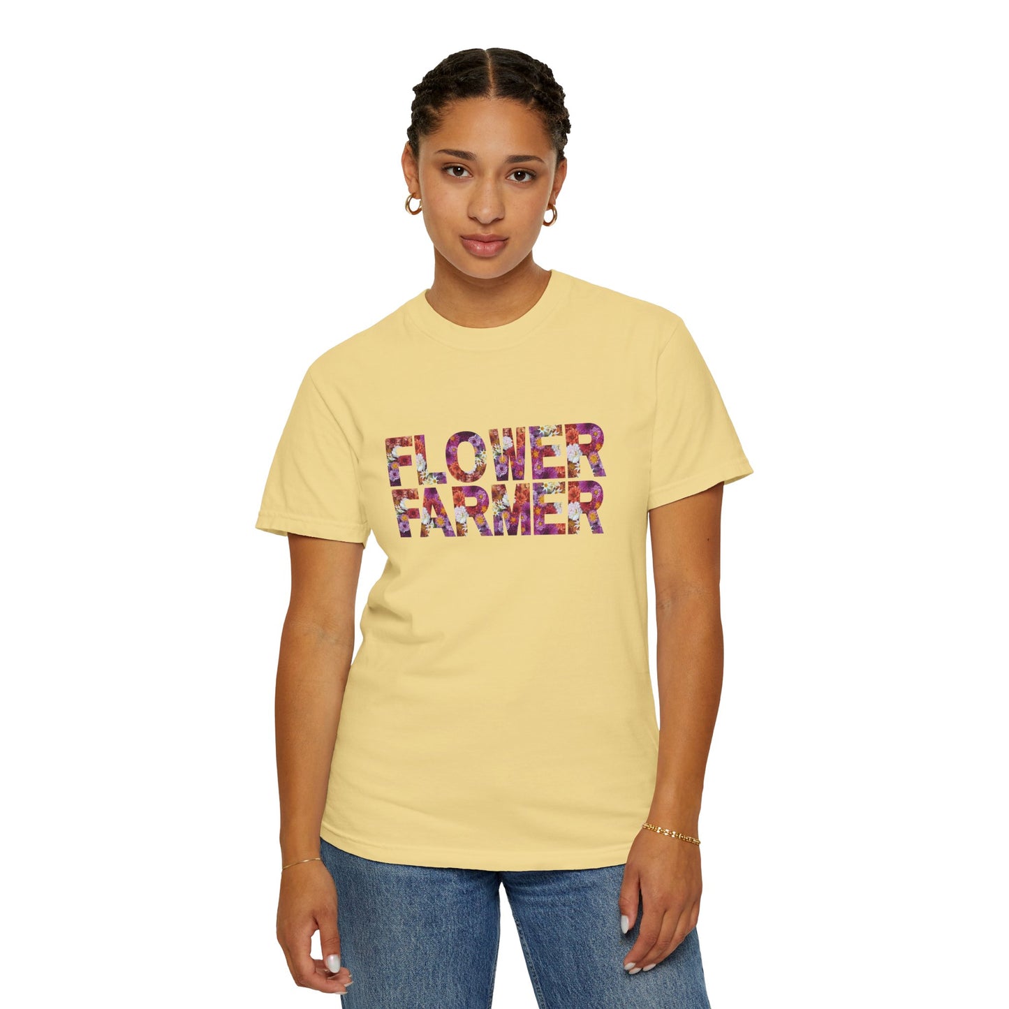 Dahlia Flower Farmer T-shirt, Unisex Garment-Dyed Tee