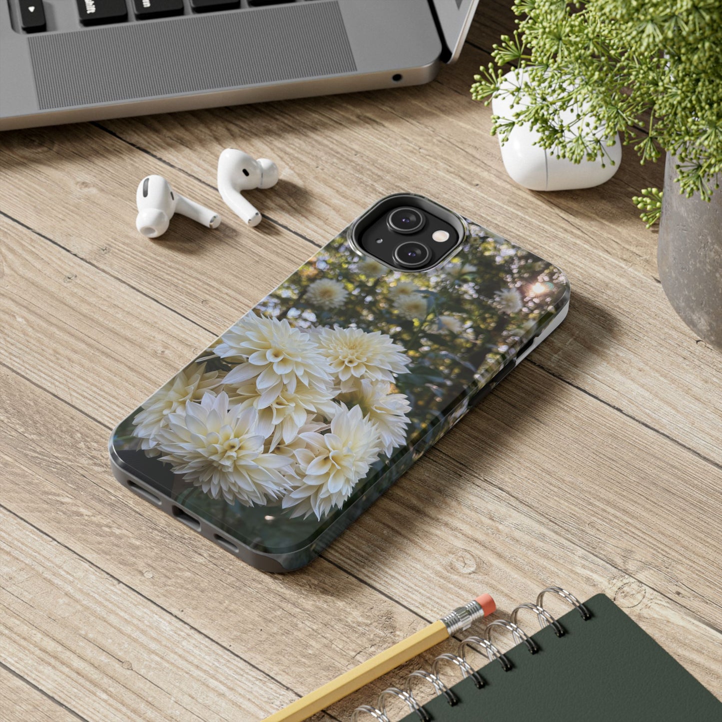 Floral Tough Phone Case - Durable Protection with Cafe au Lait Dahlia Design