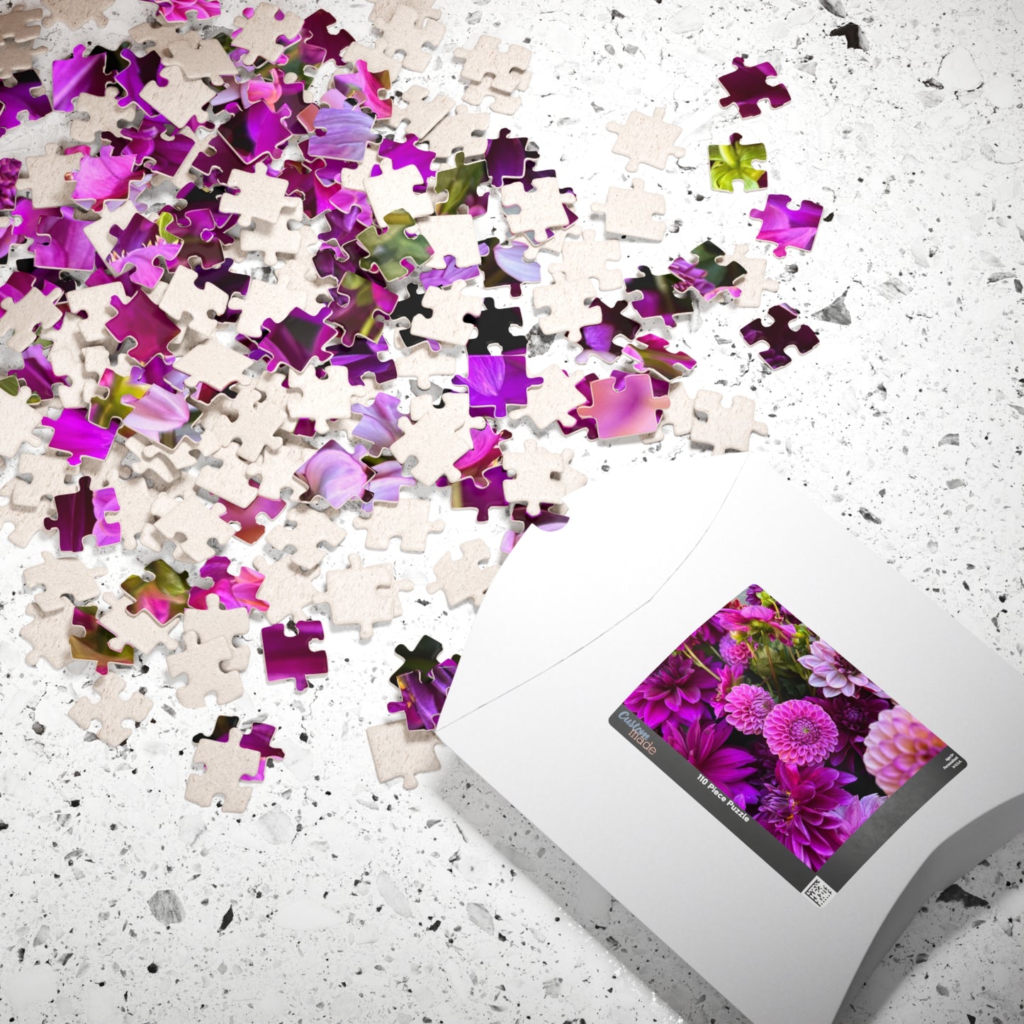 Purple Dahlia Flatlay Floral-themed Puzzle (110, 252, 520, 1014-piece) - Perfect for Relaxation and Family Bonding