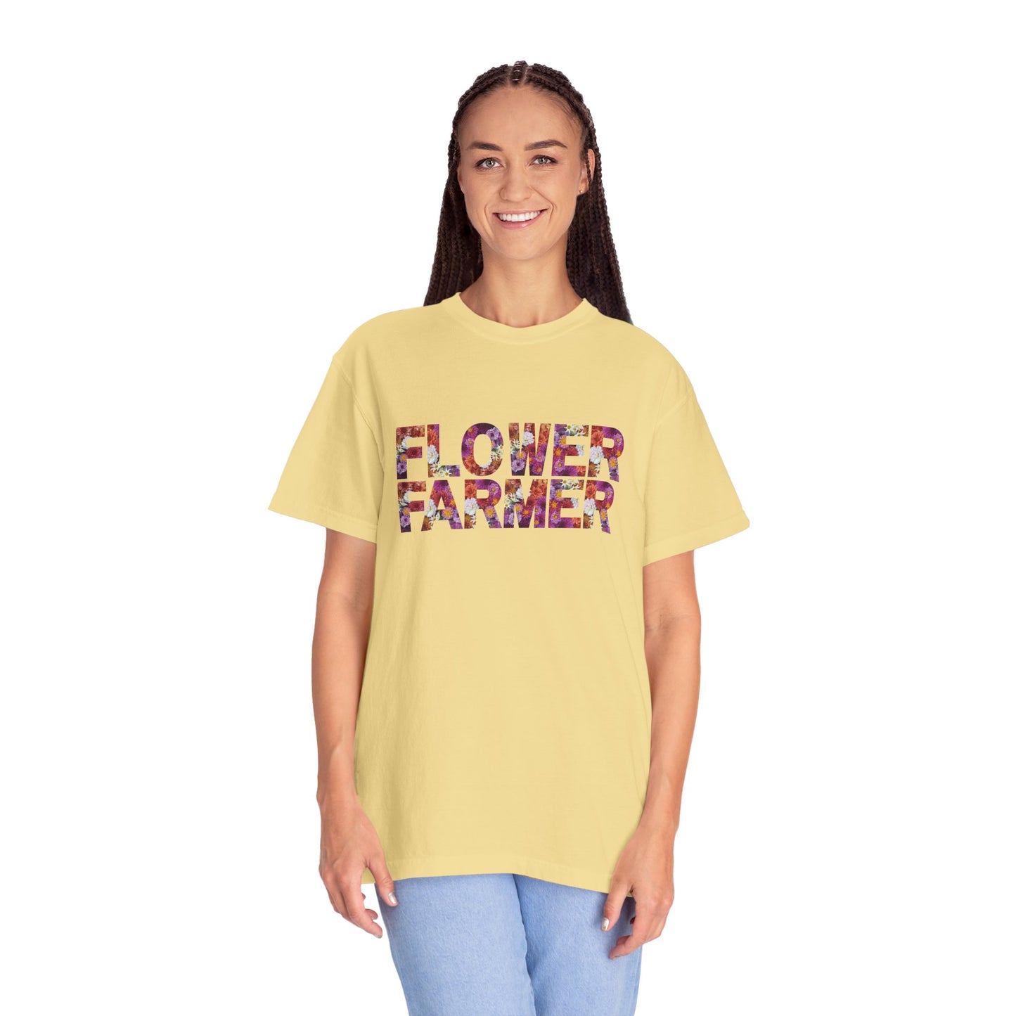Dahlia Flower Farmer T-shirt, Unisex Garment-Dyed Tee
