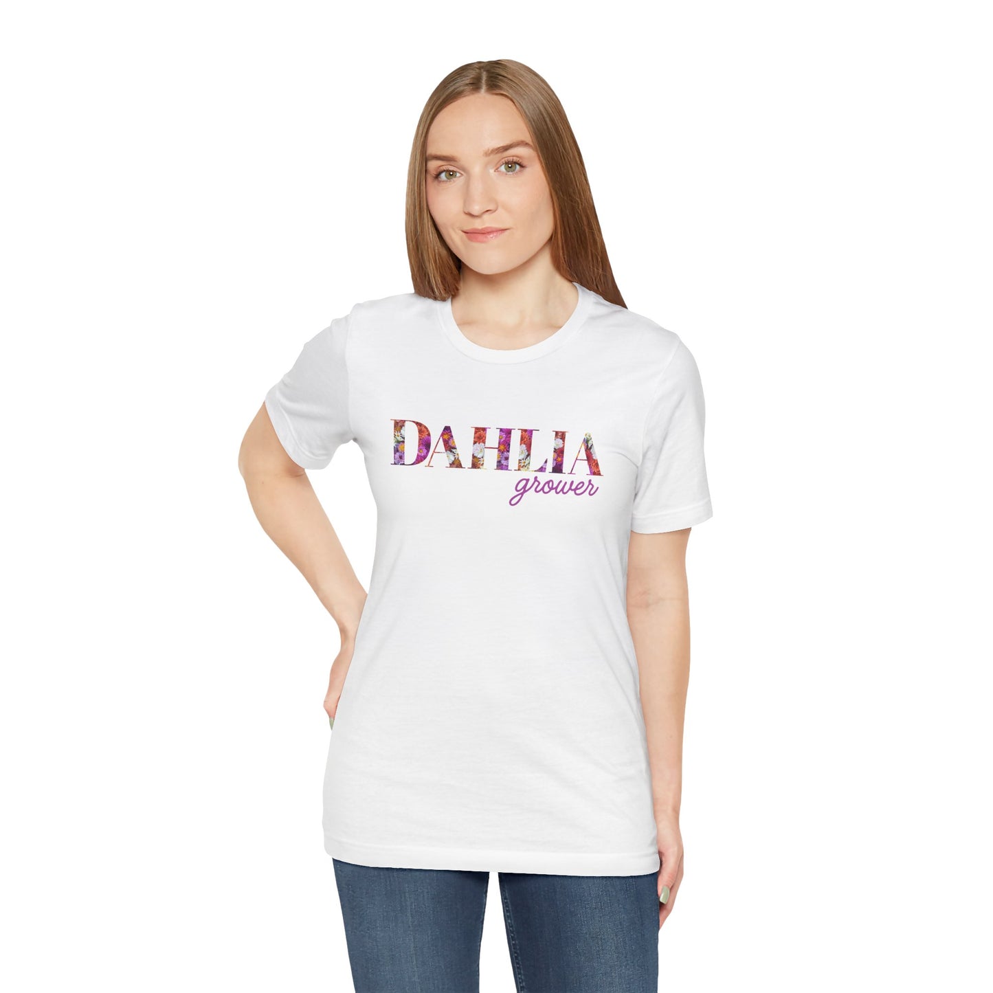 Dahlia Grower Unisex Tee, Floral Graphic Shirt, Gardening Gift, Spring Style T-Shirt, Nature Lover Apparel, Gifts for Gardeners