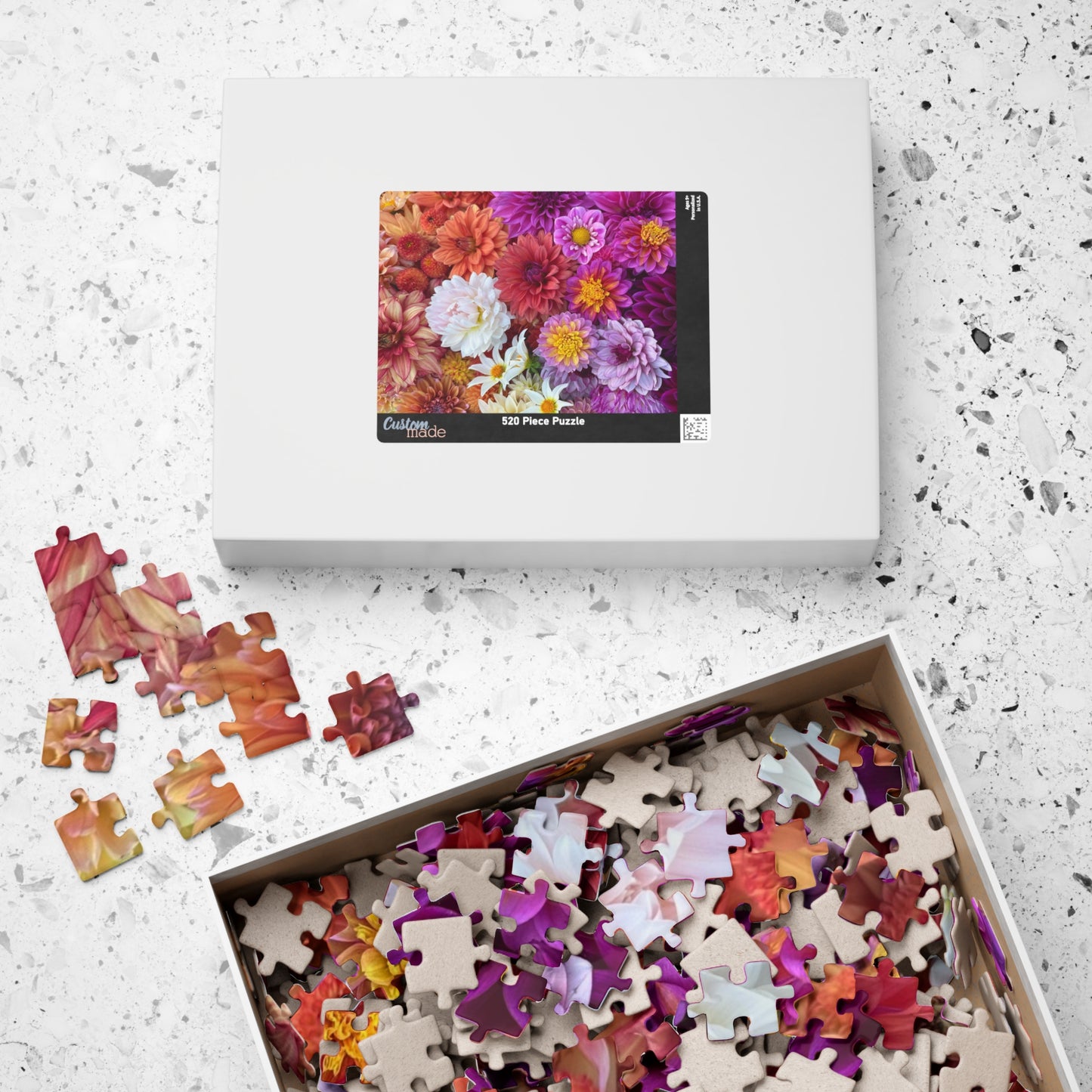 Dahlia Flatlay Floral-themed Puzzle (110, 252, 520, 1014-piece) - Perfect for Relaxation and Family Bonding