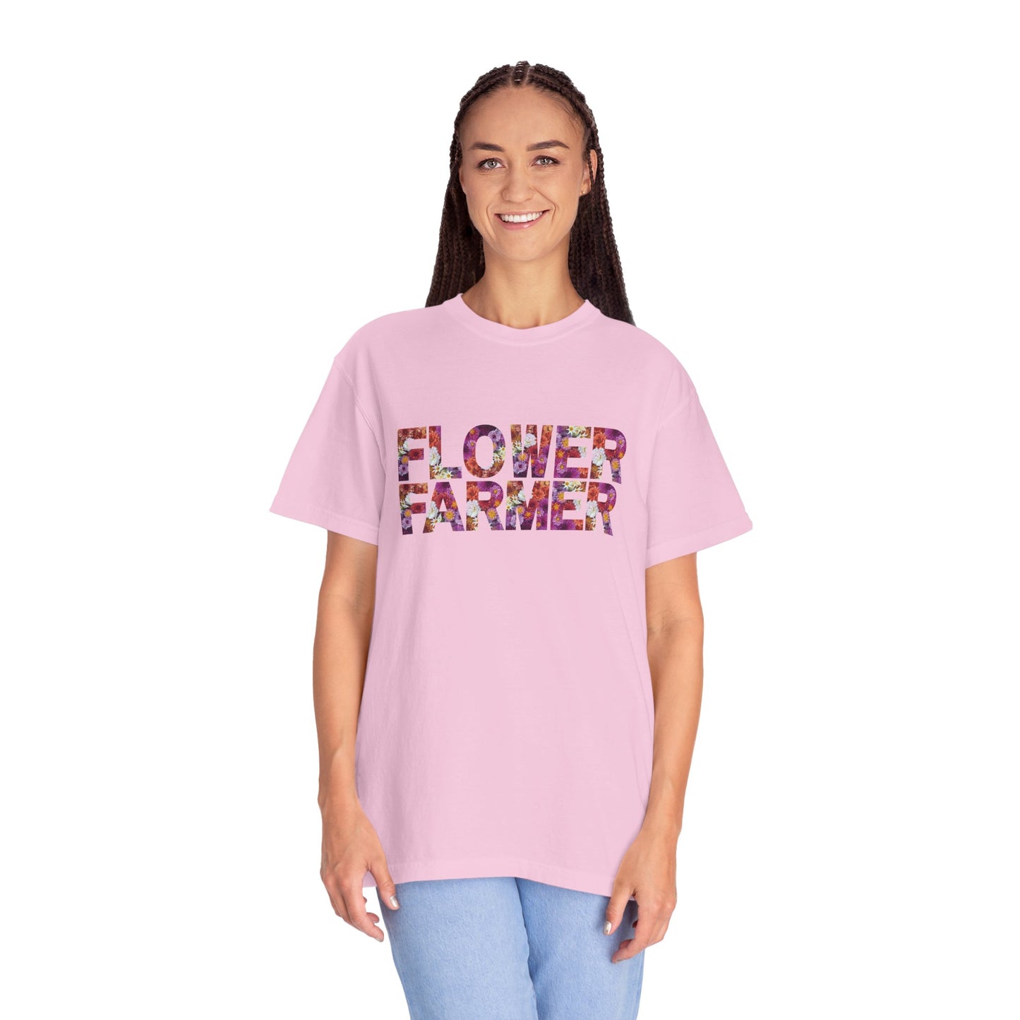 Dahlia Flower Farmer T-shirt, Unisex Garment-Dyed Tee