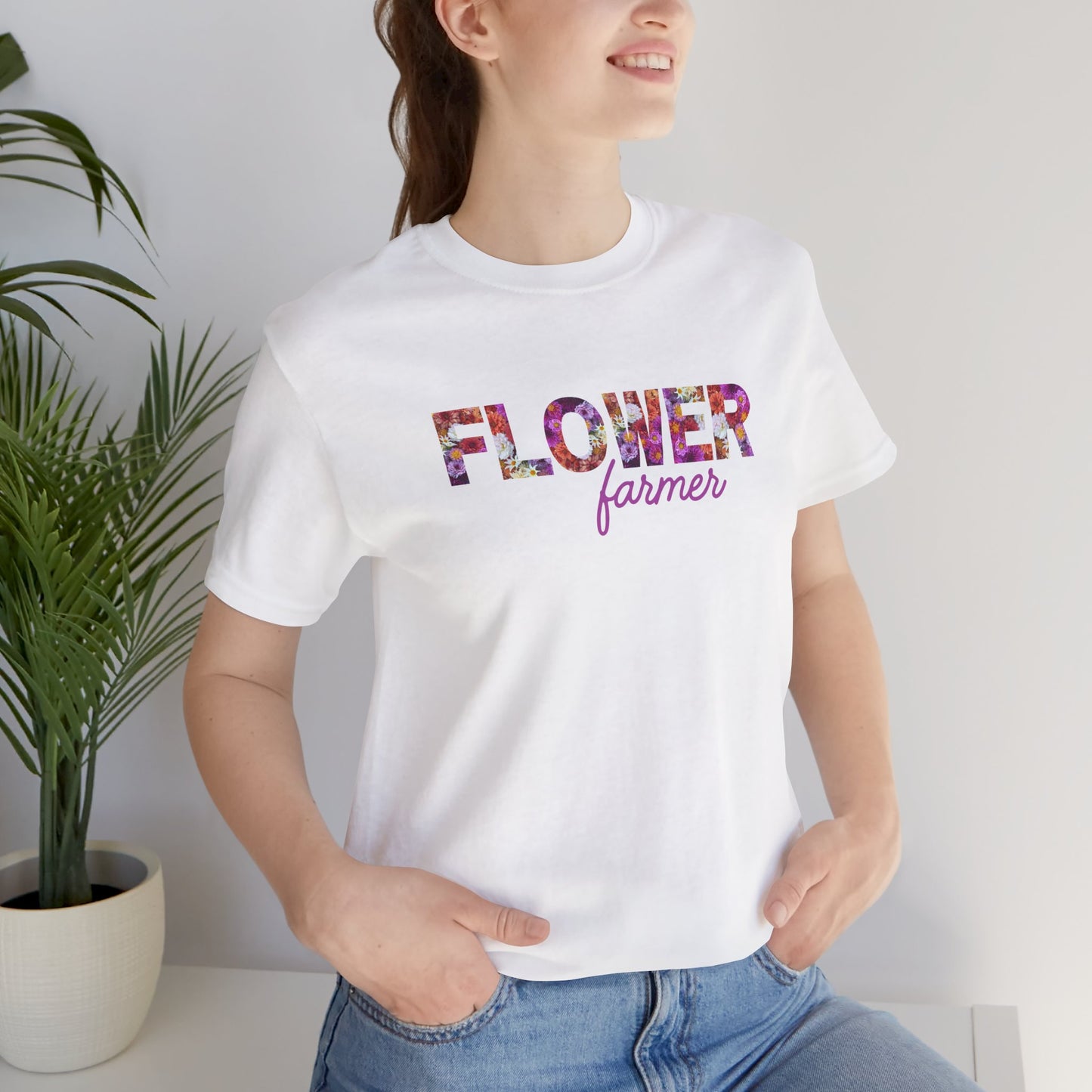 Dahlia Flower Farmer Unisex Tee, Floral Graphic Shirt, Gardening Gift, Spring Style T-Shirt, Nature Lover Apparel, Gifts for Gardeners