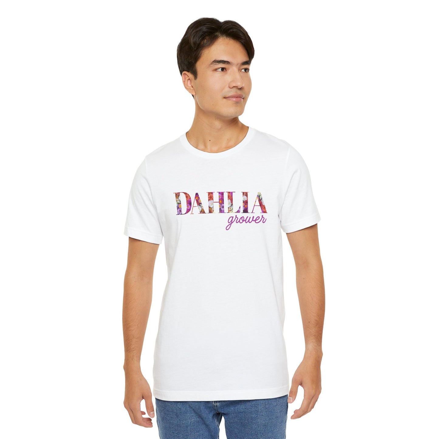 Dahlia Grower Unisex Tee, Floral Graphic Shirt, Gardening Gift, Spring Style T-Shirt, Nature Lover Apparel, Gifts for Gardeners