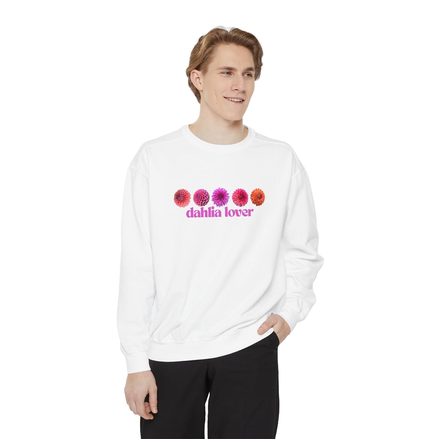 Dahlia Lover Sweatshirt - Cozy Unisex Garment-Dyed Crewneck, Perfect Gift