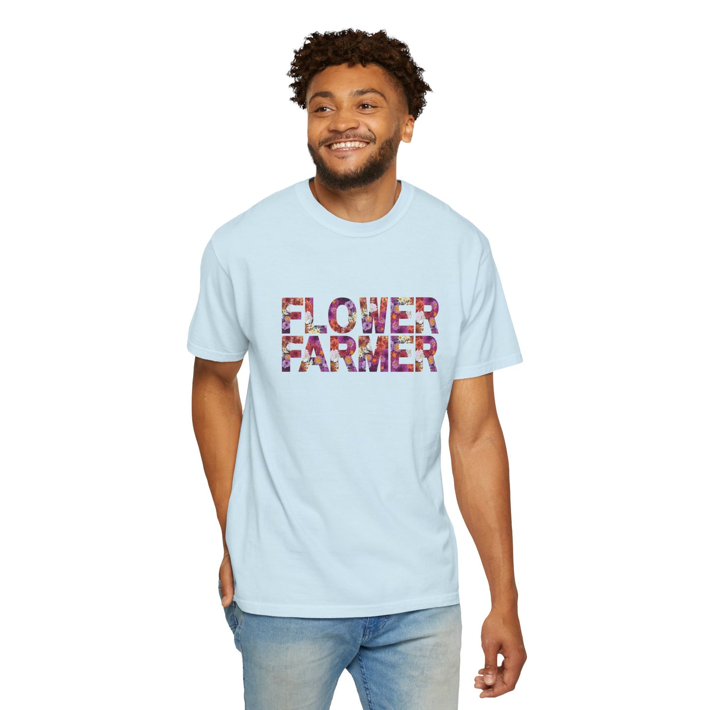 Dahlia Flower Farmer T-shirt, Unisex Garment-Dyed Tee