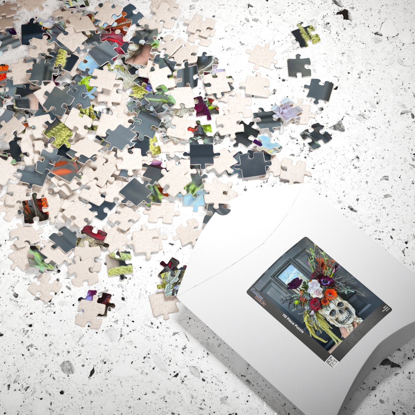 Floral Skull Halloween-themed Puzzle (110, 252, 520, 1014-piece) - Perfect for Relaxation and Spooky Family Bonding