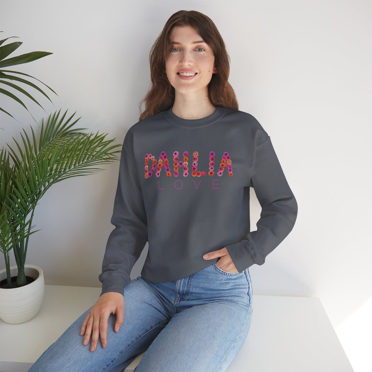 Dahlia Love Sweatshirt - Cozy Floral Crewneck for Spring, Perfect Gift for Flower Lovers, Everyday Casual Wear, Mother's Day, Birthday