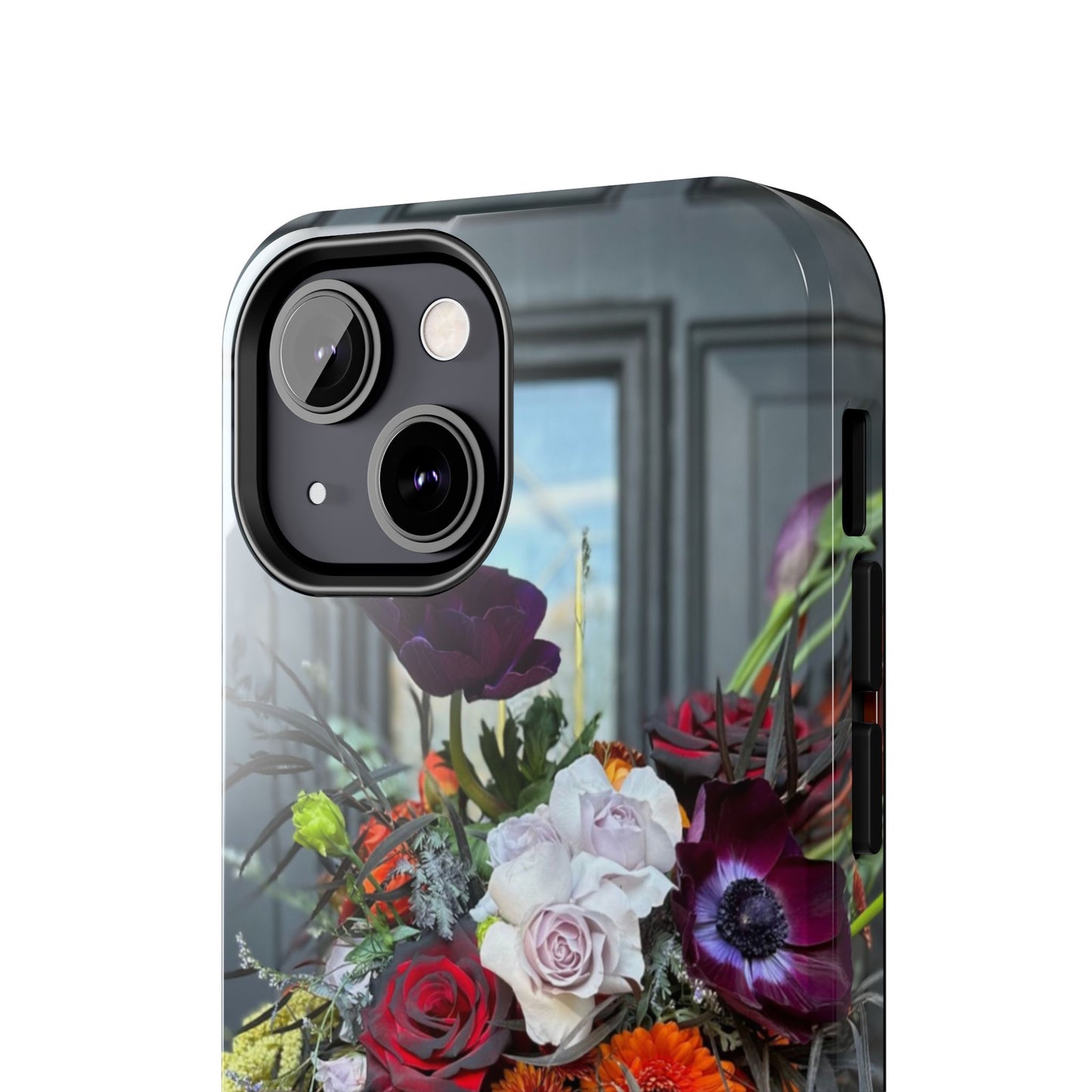 Floral Skull Tough Phone Case - Durable Protection with Pink Dahlia Design