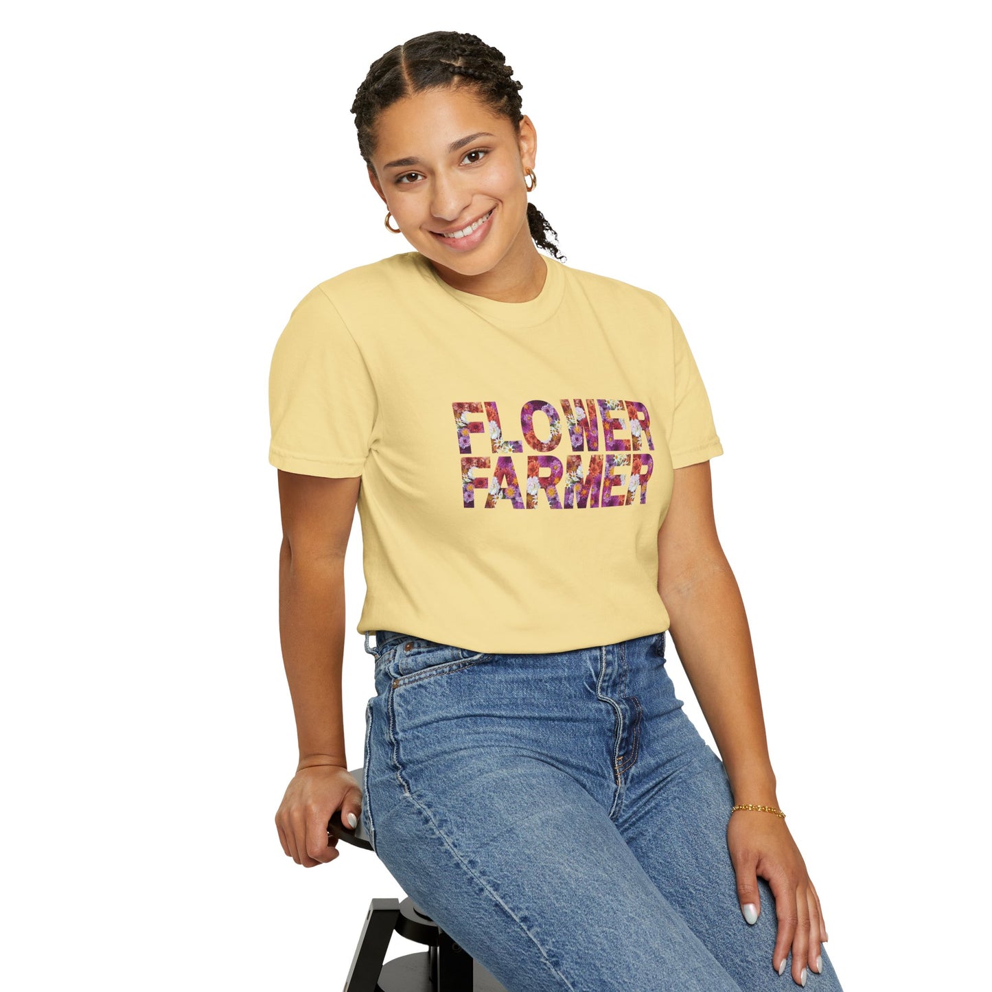 Dahlia Flower Farmer T-shirt, Unisex Garment-Dyed Tee