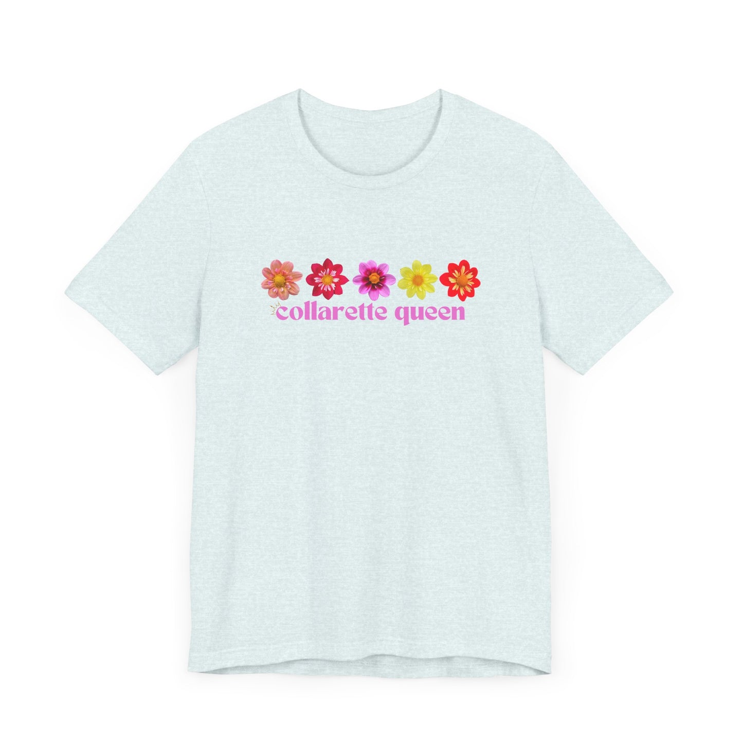 Floral Dahlia Collarette Queen Tee, Vibrant Unisex T-Shirt for Spring, Summer Outfits, Gifts for Plant Lovers, Casual Wear, Everyday Style