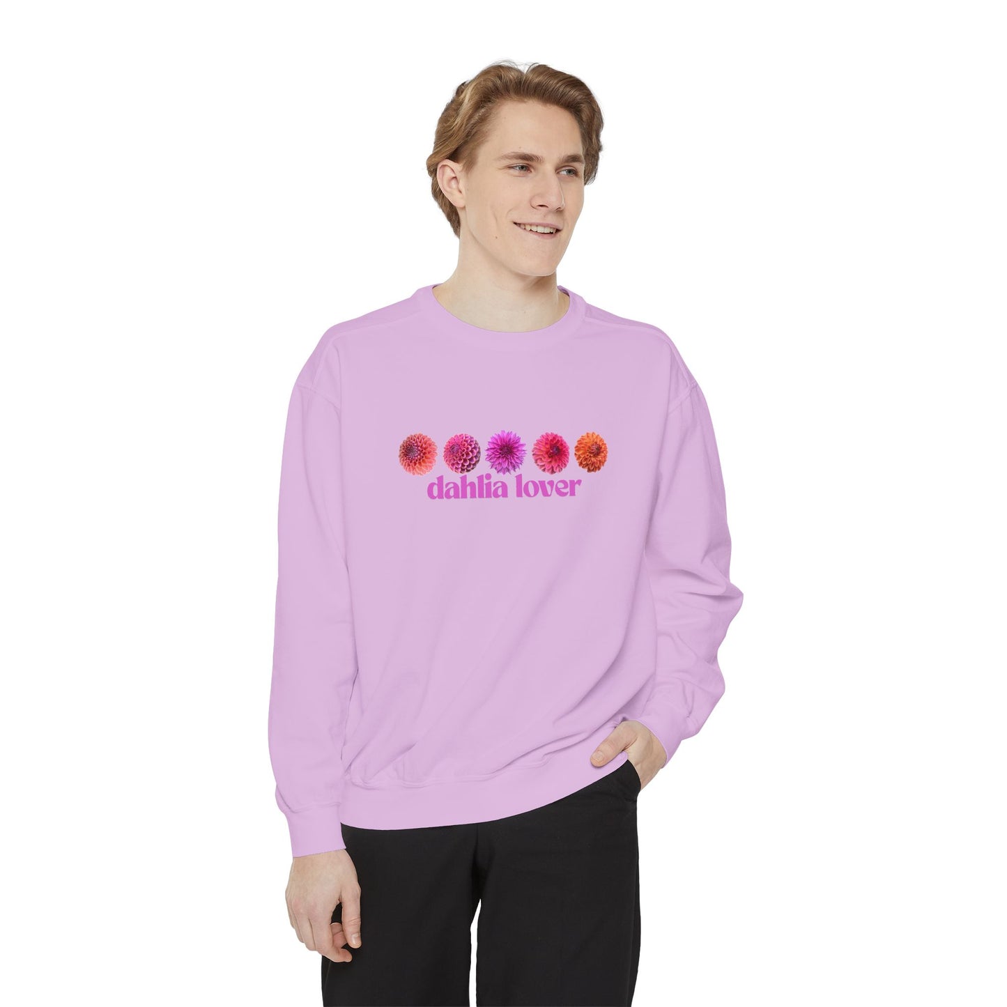 Dahlia Lover Sweatshirt - Cozy Unisex Garment-Dyed Crewneck, Perfect Gift