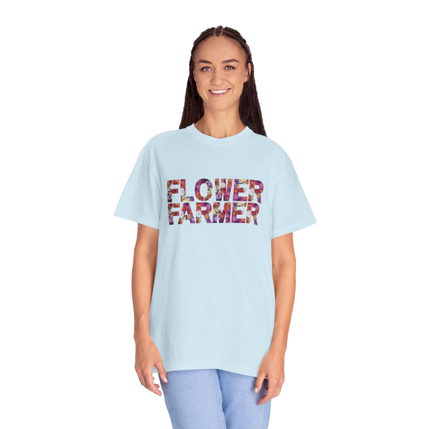Dahlia Flower Farmer T-shirt, Unisex Garment-Dyed Tee