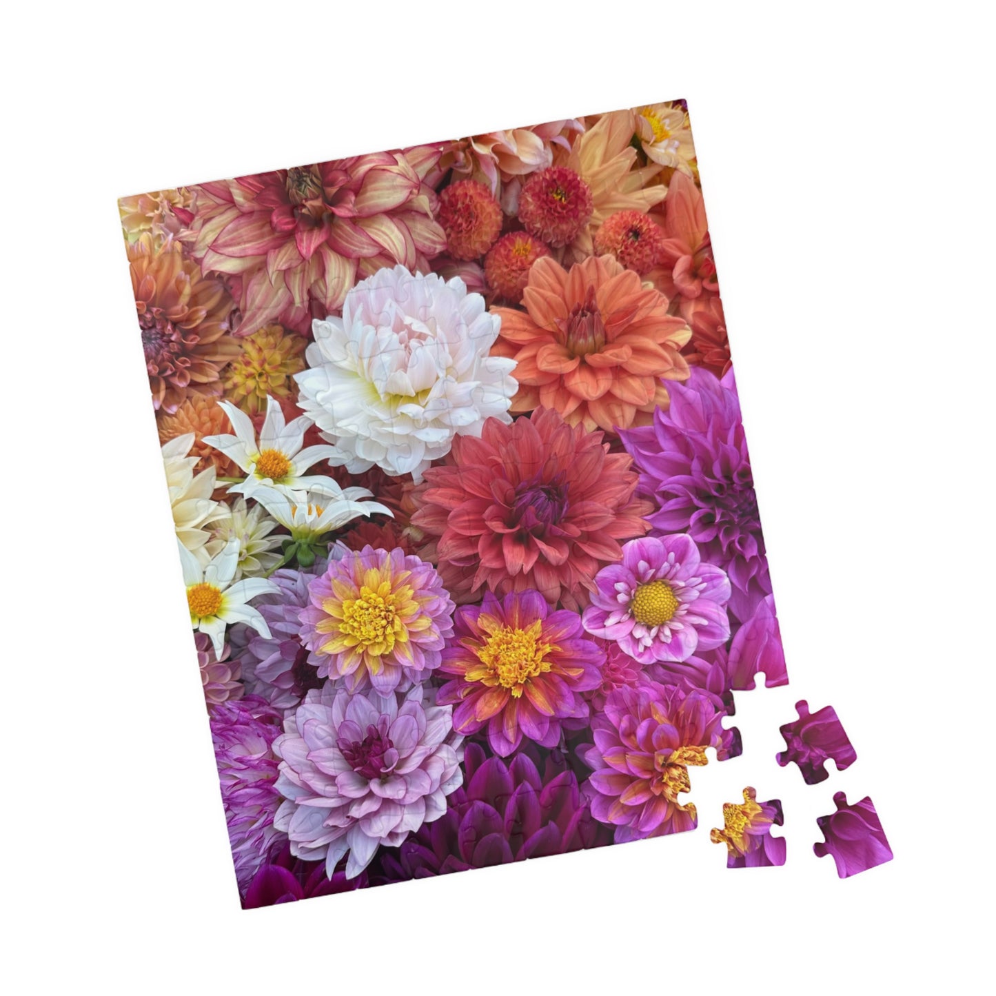 Dahlia Flatlay Floral-themed Puzzle (110, 252, 520, 1014-piece) - Perfect for Relaxation and Family Bonding