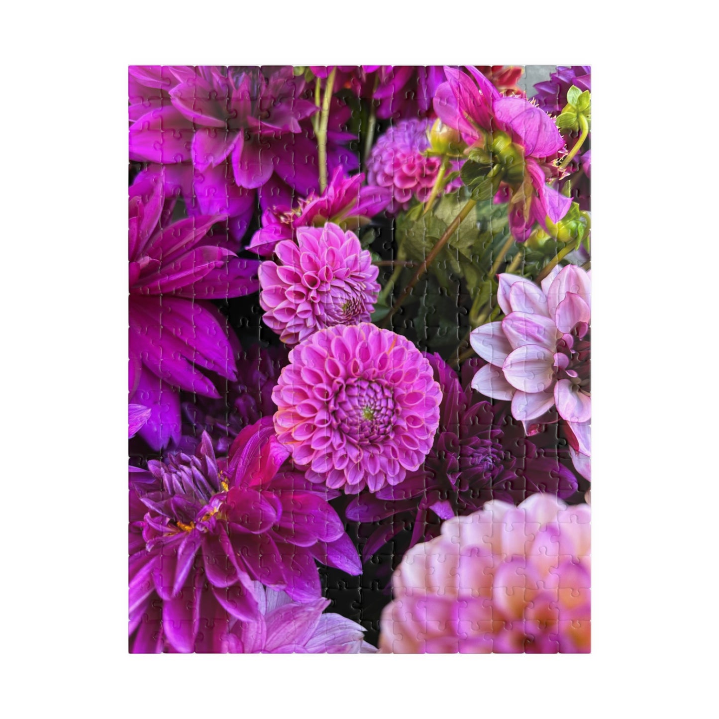 Purple Dahlia Flatlay Floral-themed Puzzle (110, 252, 520, 1014-piece) - Perfect for Relaxation and Family Bonding