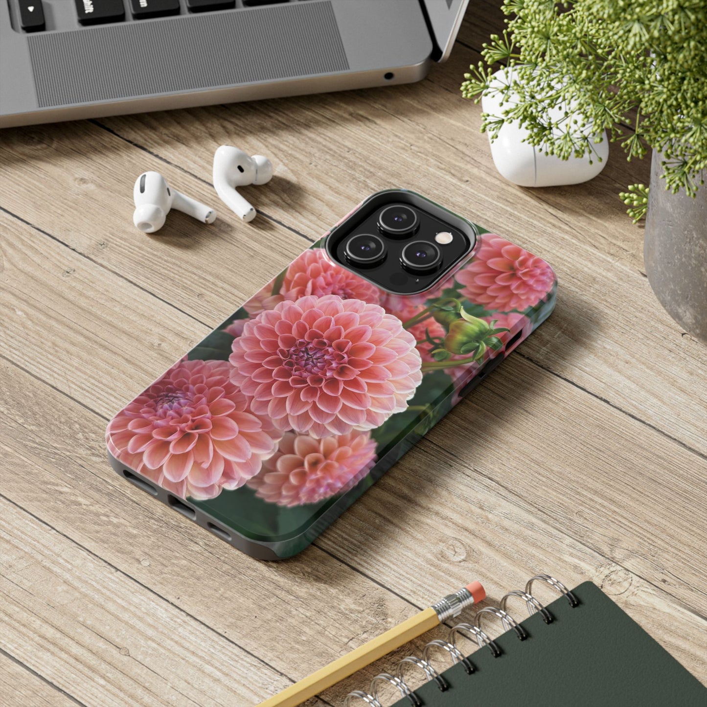 Floral Tough Phone Cases - Durable Protection with Pink Dahlia Design