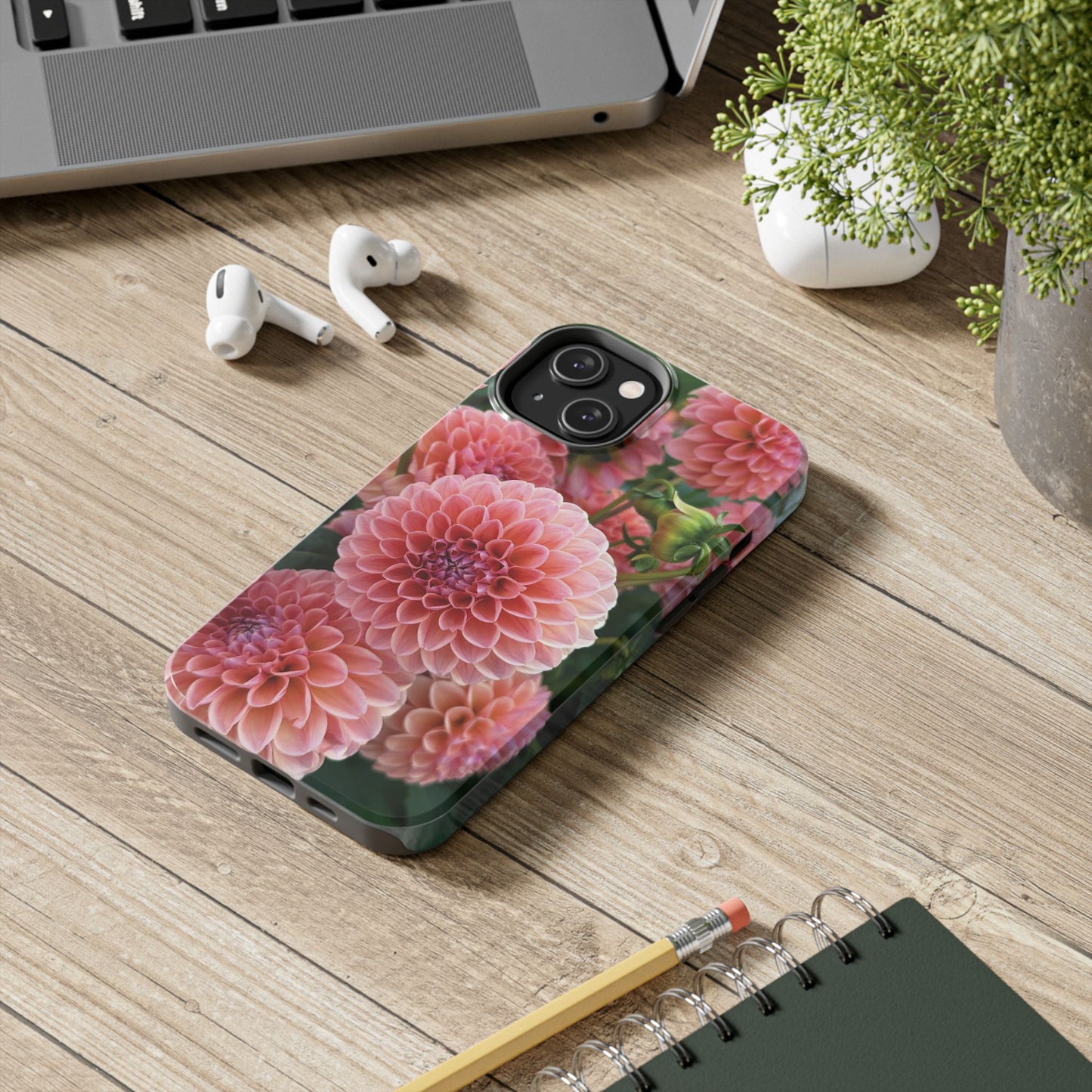 Floral Tough Phone Cases - Durable Protection with Pink Dahlia Design