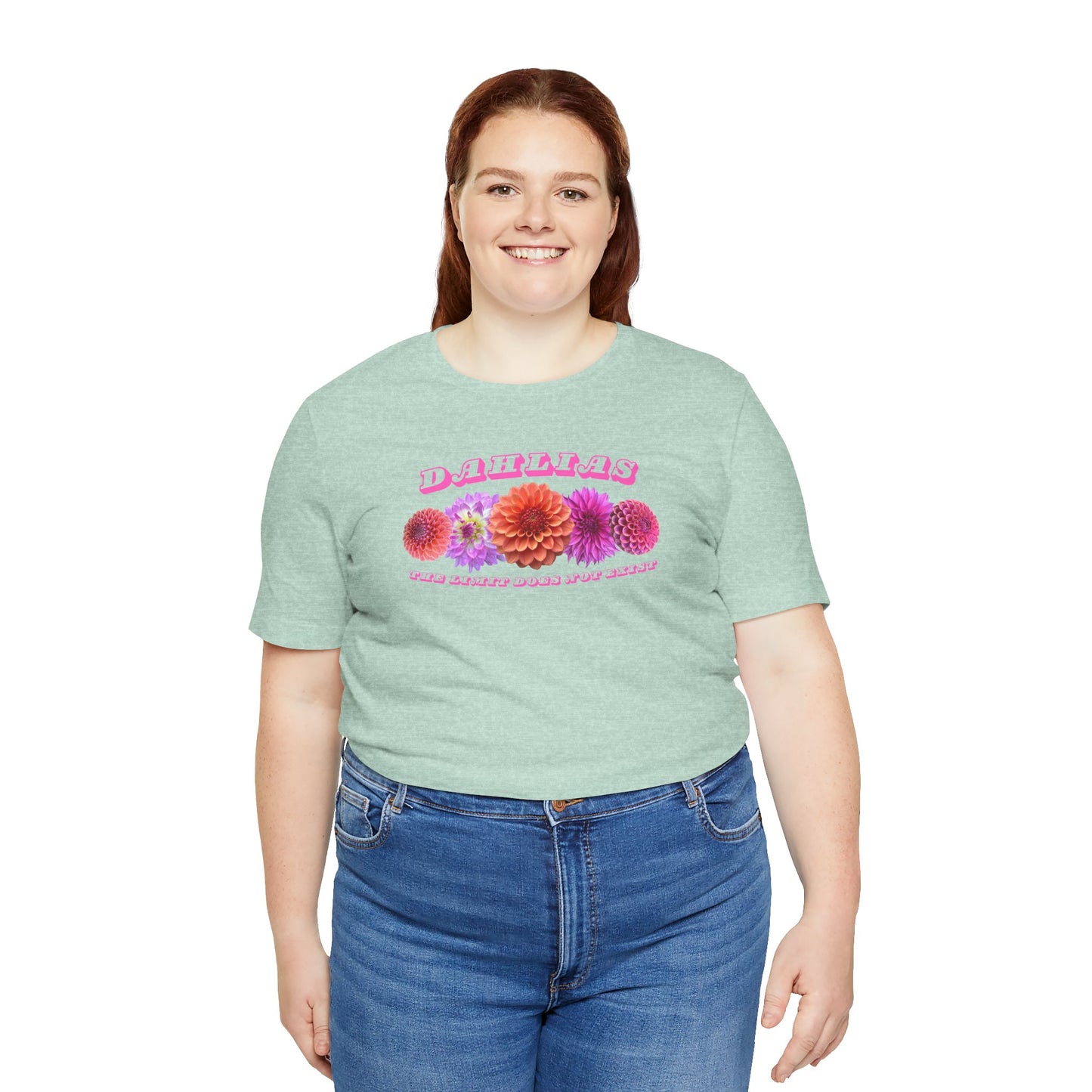 Vibrant Floral Dahlia Tee - Unisex Jersey Short Sleeve T-Shirt for Garden Lovers "Dahlias The Limit Does Not Exist"