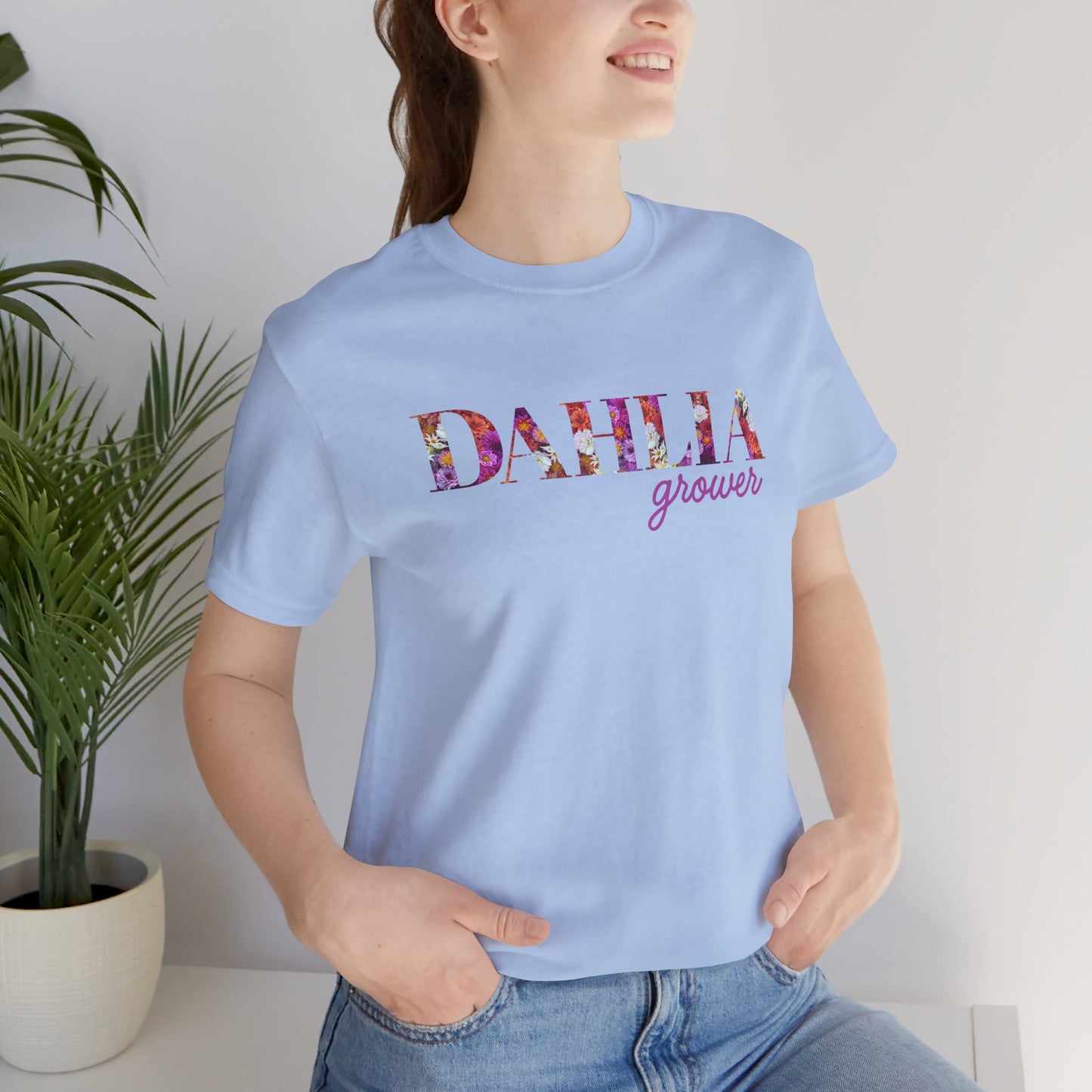 Dahlia Grower Unisex Tee, Floral Graphic Shirt, Gardening Gift, Spring Style T-Shirt, Nature Lover Apparel, Gifts for Gardeners