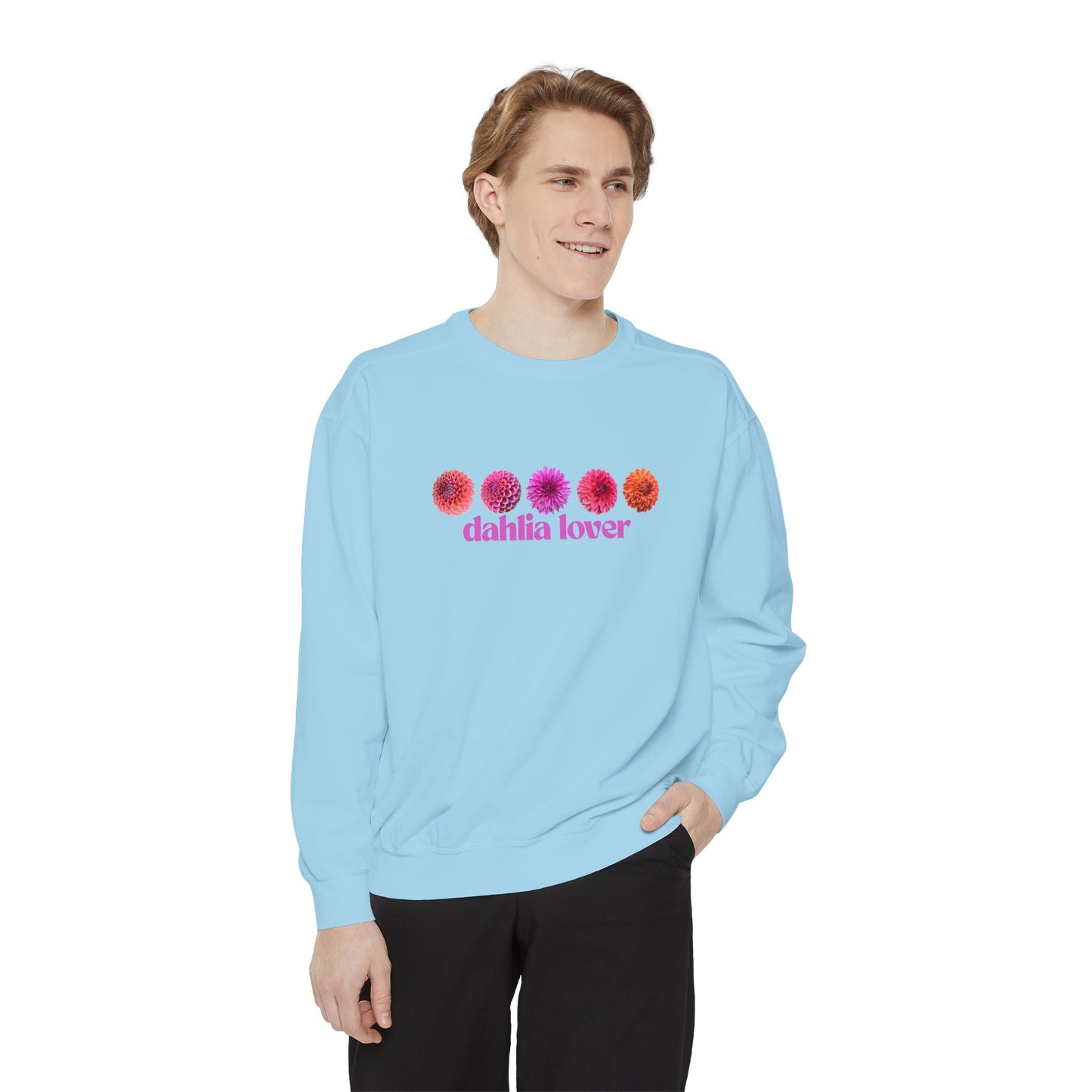 Dahlia Lover Sweatshirt - Cozy Unisex Garment-Dyed Crewneck, Perfect Gift