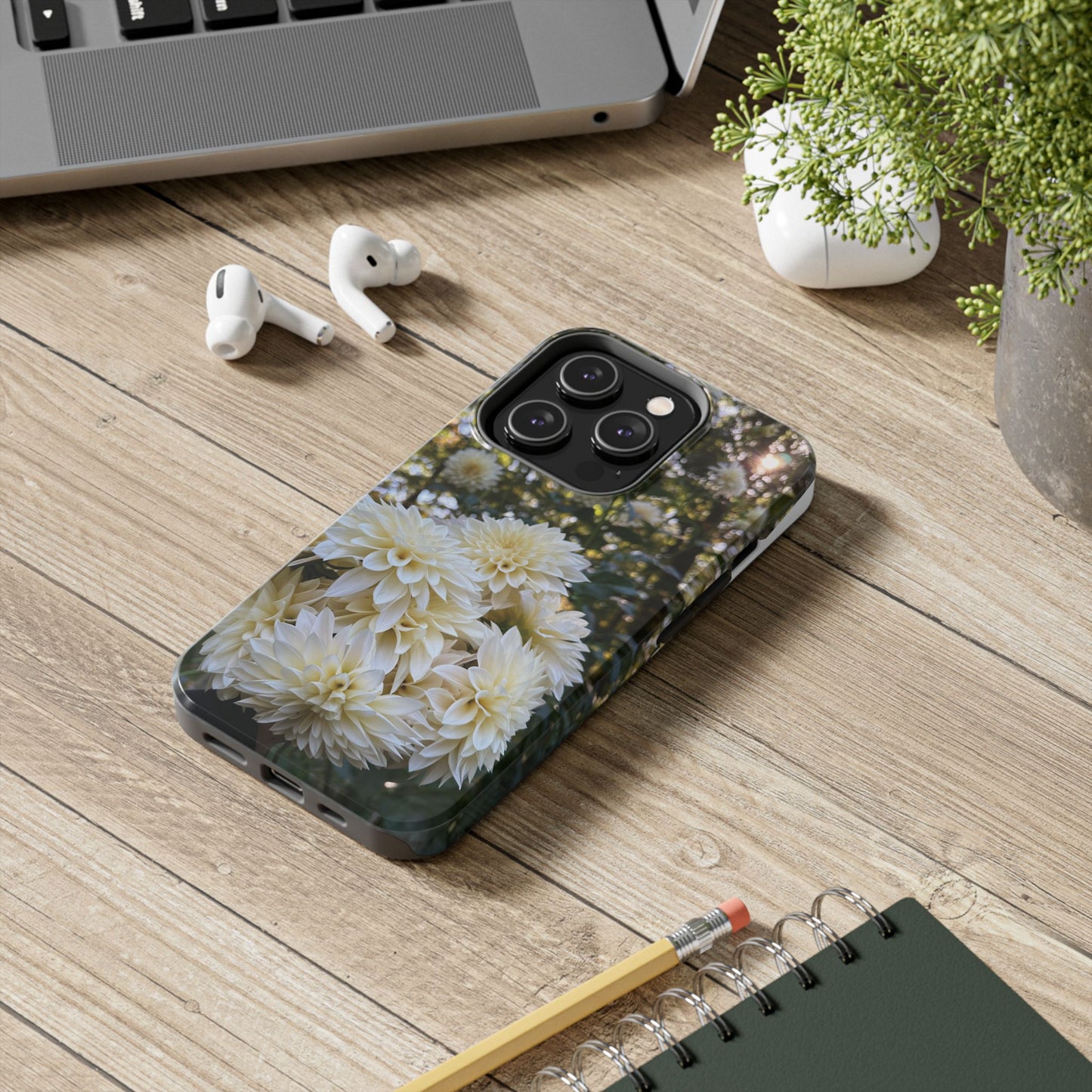 Floral Tough Phone Case - Durable Protection with Cafe au Lait Dahlia Design