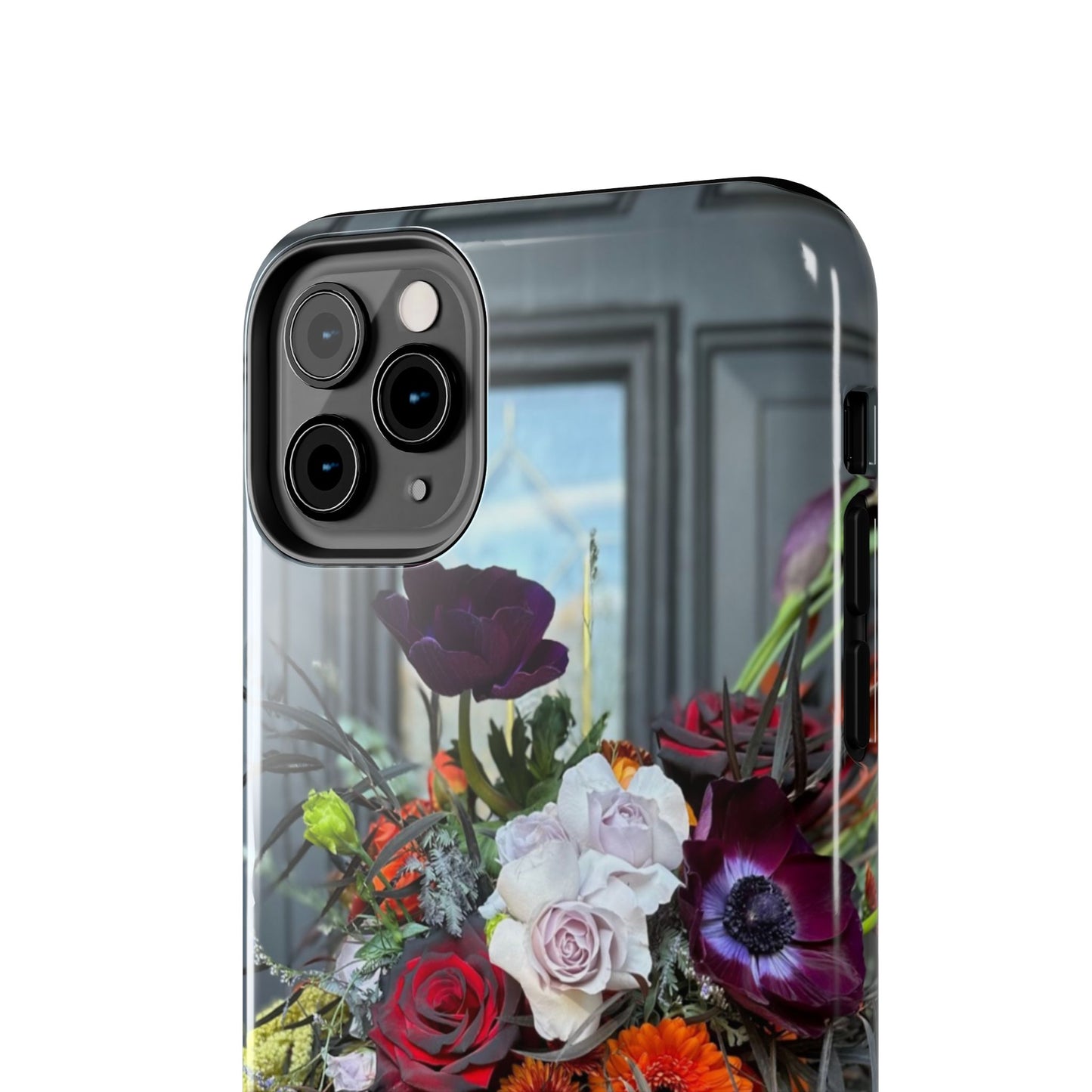Floral Skull Tough Phone Case - Durable Protection with Pink Dahlia Design