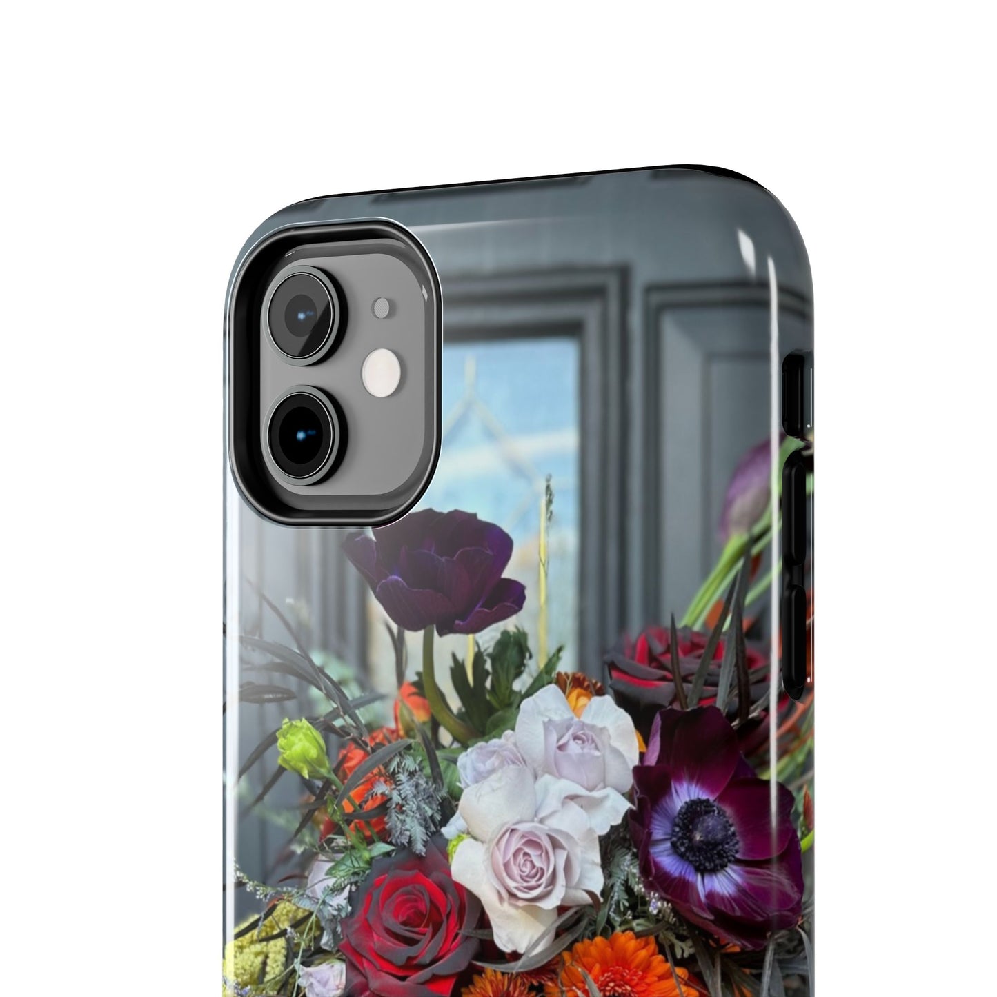 Floral Skull Tough Phone Case - Durable Protection with Pink Dahlia Design