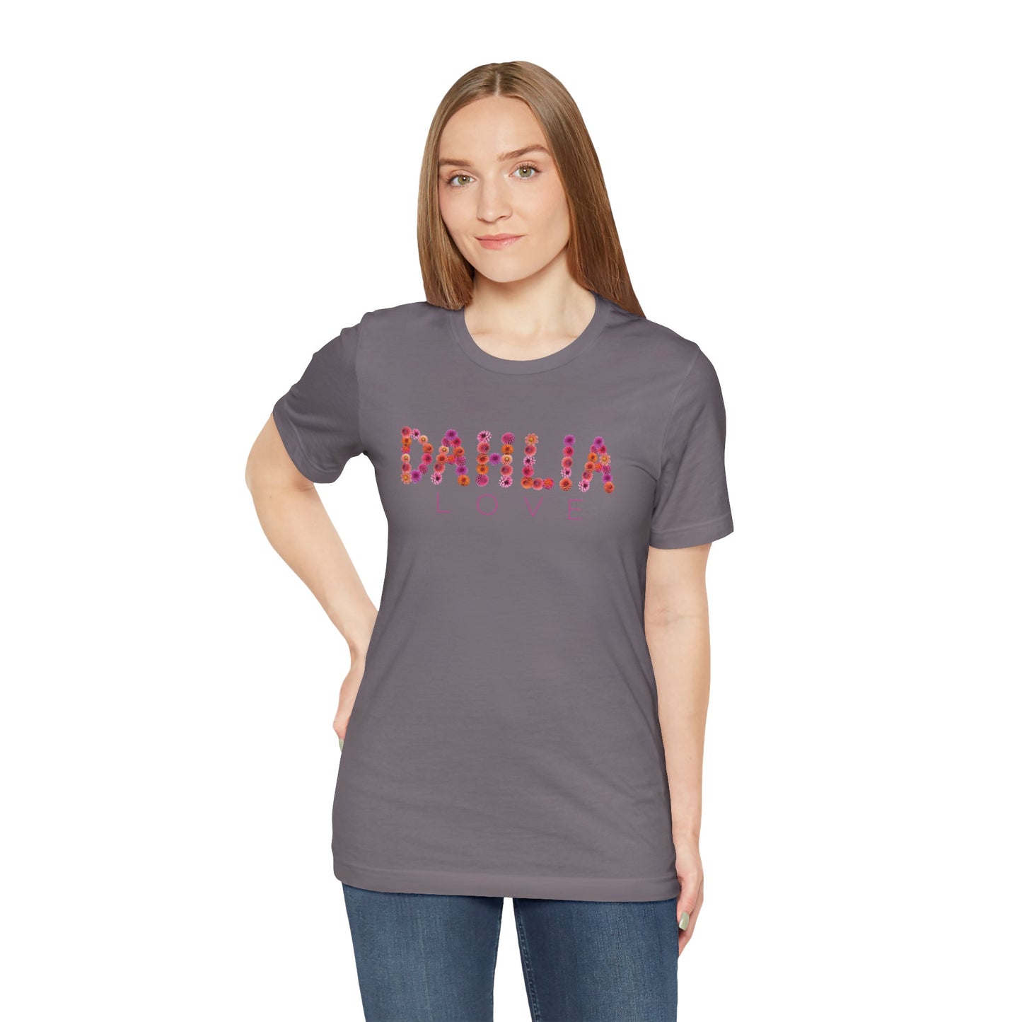 Dahlia Love Tee - Floral Graphic T-Shirt, Unisex Apparel, Casual Wear, Gift for Her, Spring Fashion