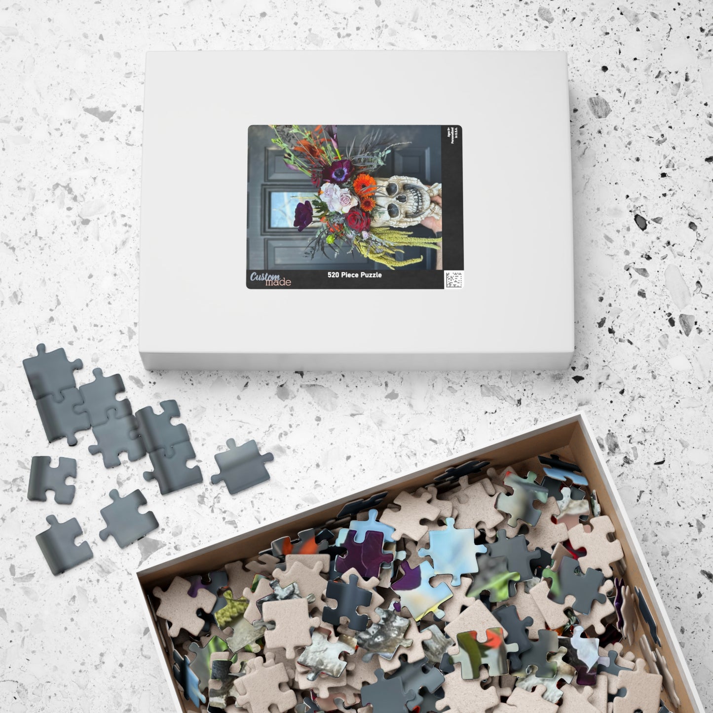 Floral Skull Halloween-themed Puzzle (110, 252, 520, 1014-piece) - Perfect for Relaxation and Spooky Family Bonding