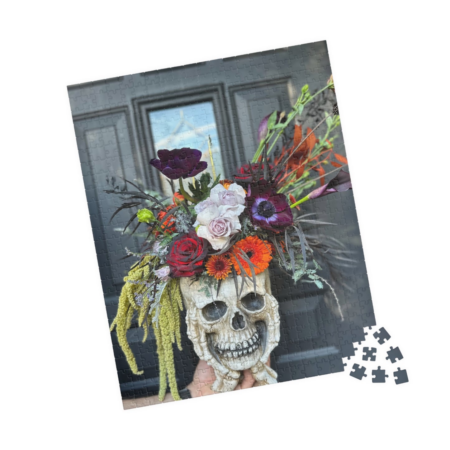 Floral Skull Halloween-themed Puzzle (110, 252, 520, 1014-piece) - Perfect for Relaxation and Spooky Family Bonding