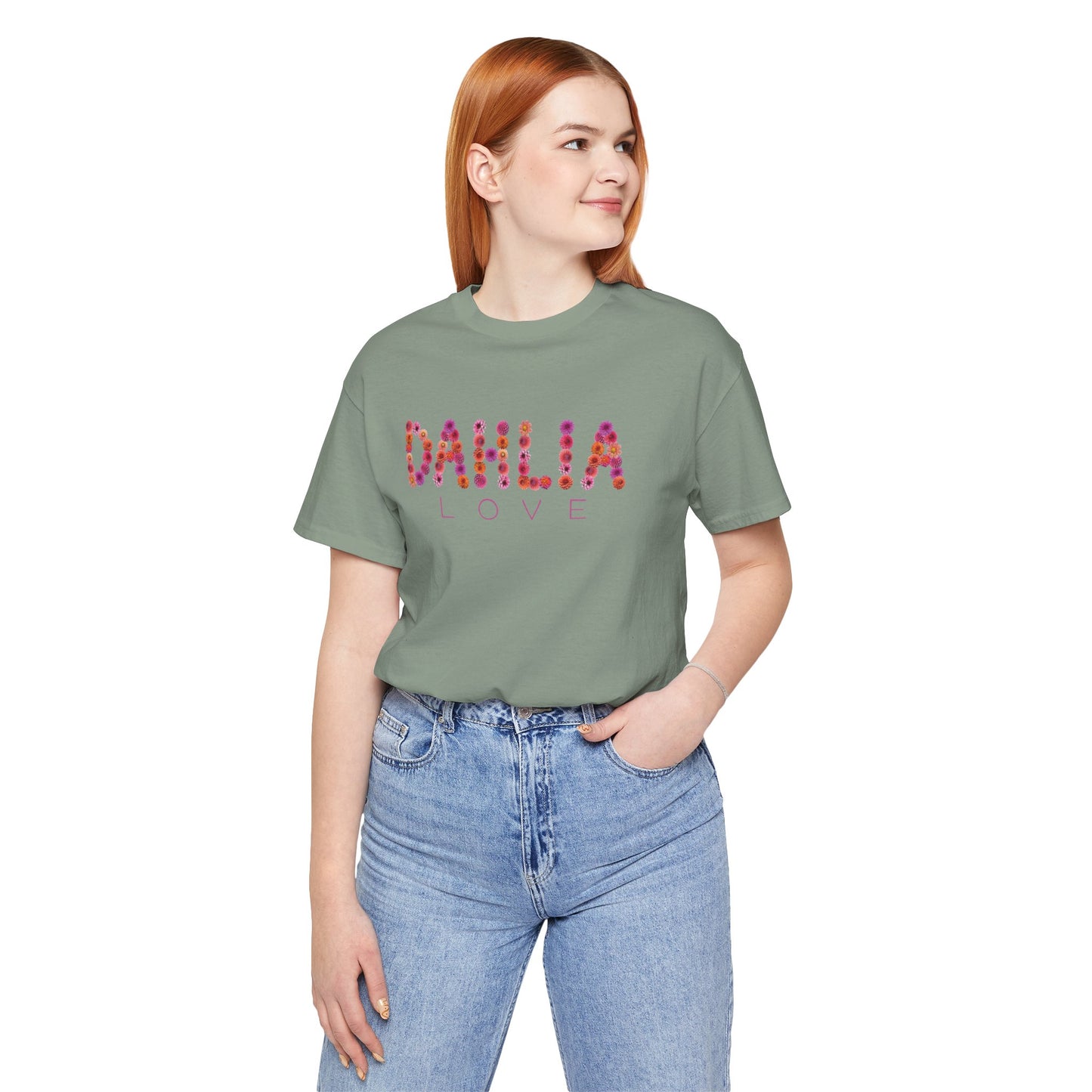 Dahlia Love Tee - Floral Graphic T-Shirt, Unisex Apparel, Casual Wear, Gift for Her, Spring Fashion