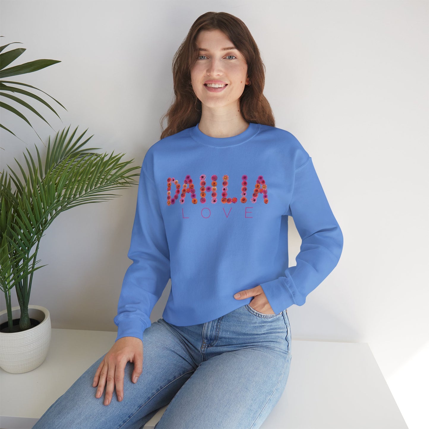 Dahlia Love Sweatshirt - Cozy Floral Crewneck for Spring, Perfect Gift for Flower Lovers, Everyday Casual Wear, Mother's Day, Birthday