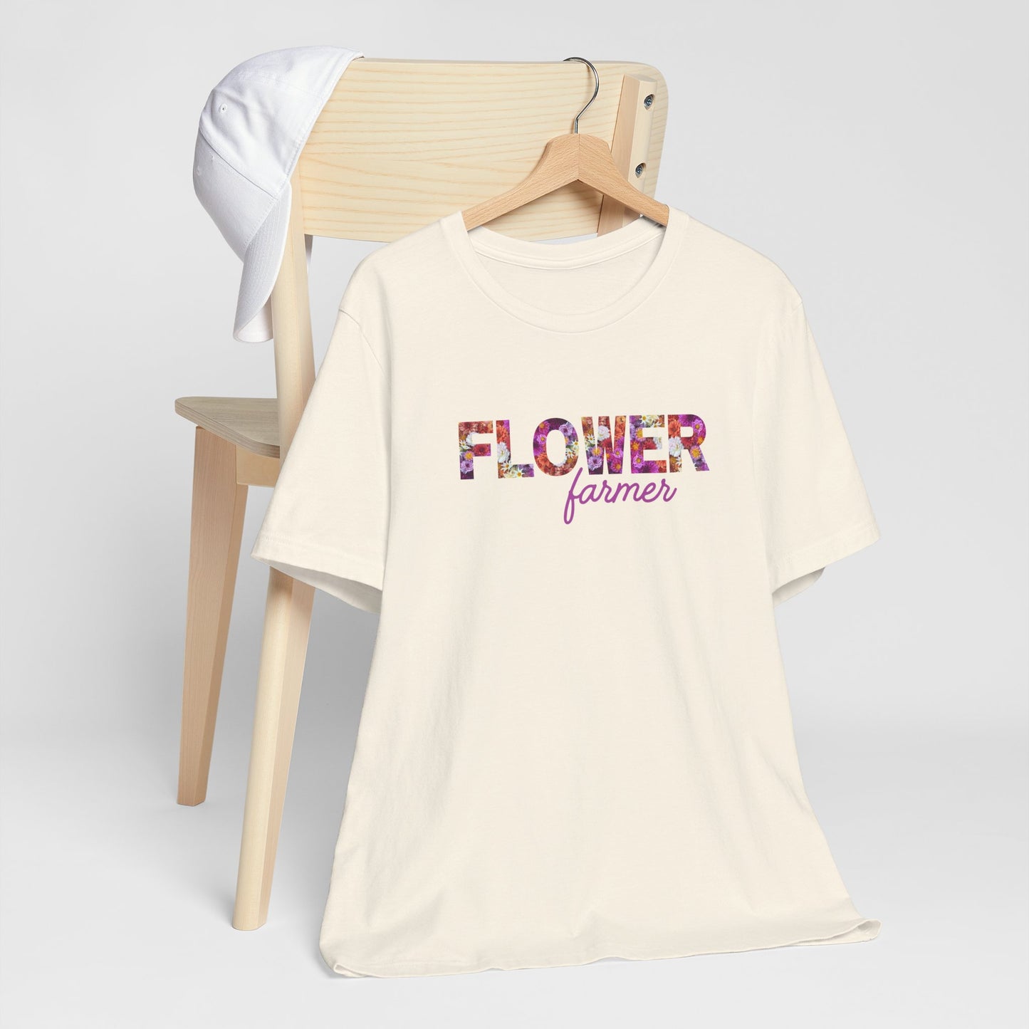 Dahlia Flower Farmer Unisex Tee, Floral Graphic Shirt, Gardening Gift, Spring Style T-Shirt, Nature Lover Apparel, Gifts for Gardeners
