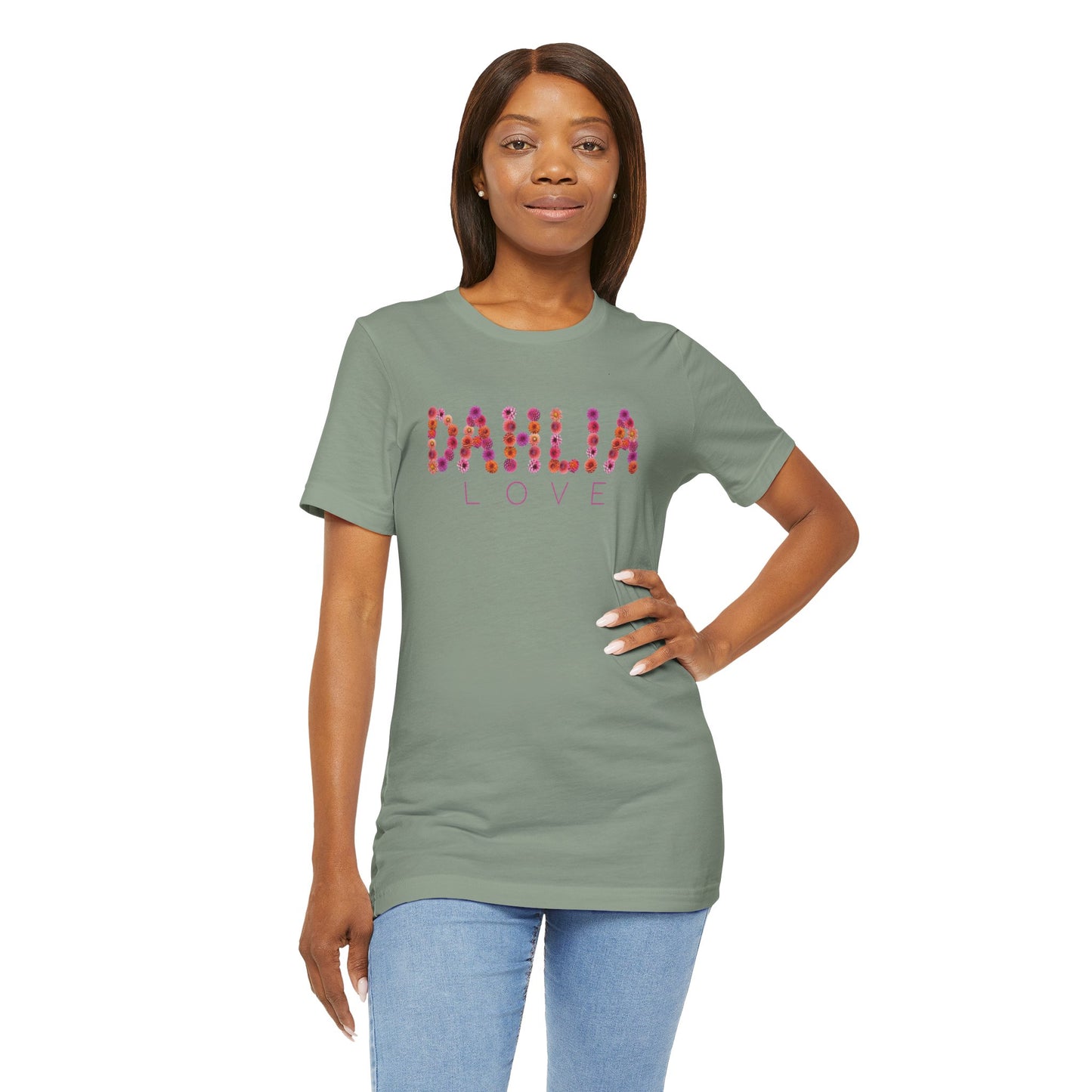 Dahlia Love Tee - Floral Graphic T-Shirt, Unisex Apparel, Casual Wear, Gift for Her, Spring Fashion