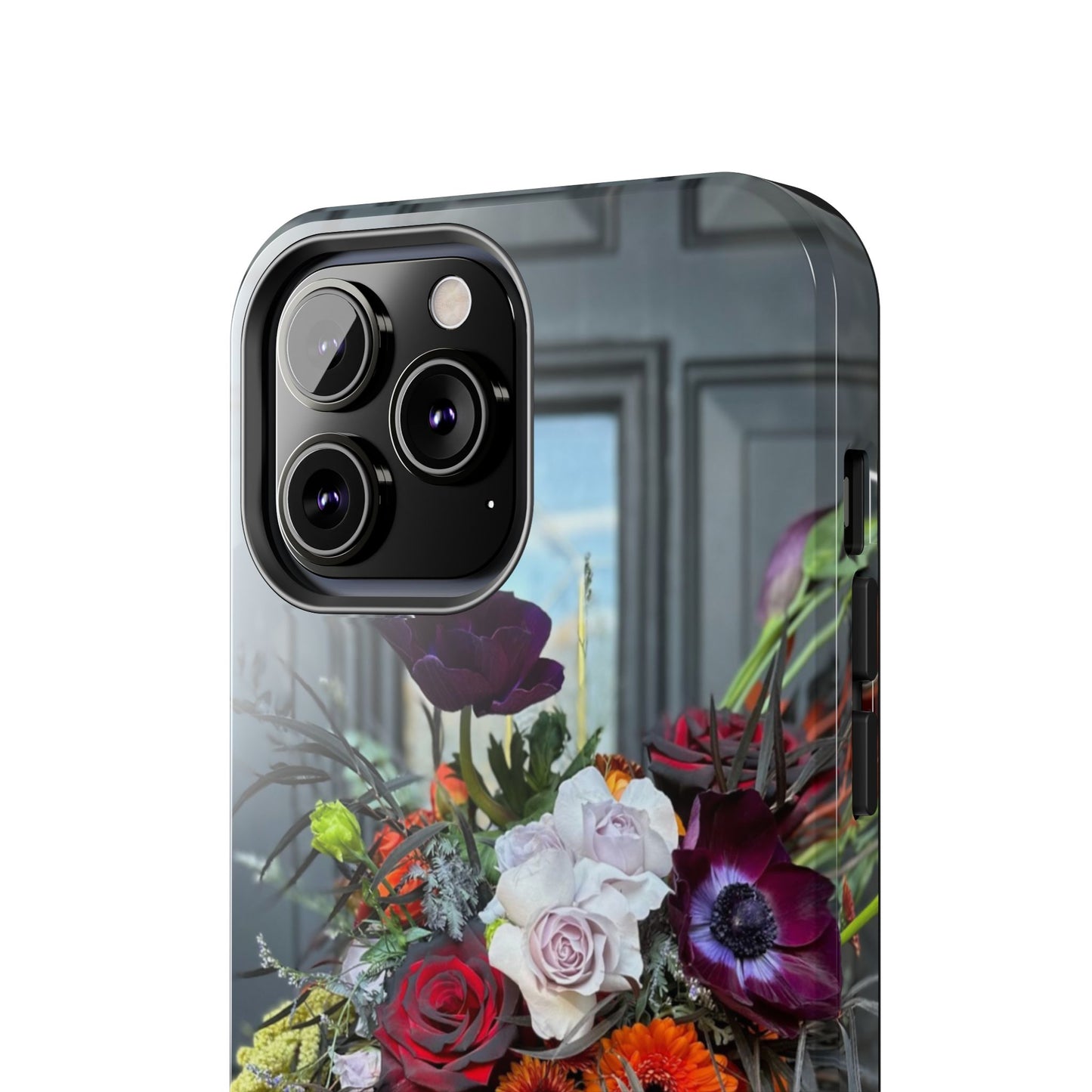 Floral Skull Tough Phone Case - Durable Protection with Pink Dahlia Design