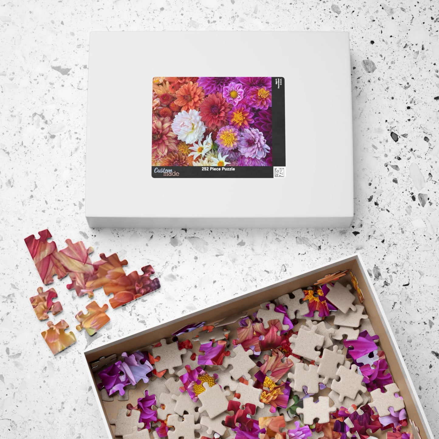 Dahlia Flatlay Floral-themed Puzzle (110, 252, 520, 1014-piece) - Perfect for Relaxation and Family Bonding