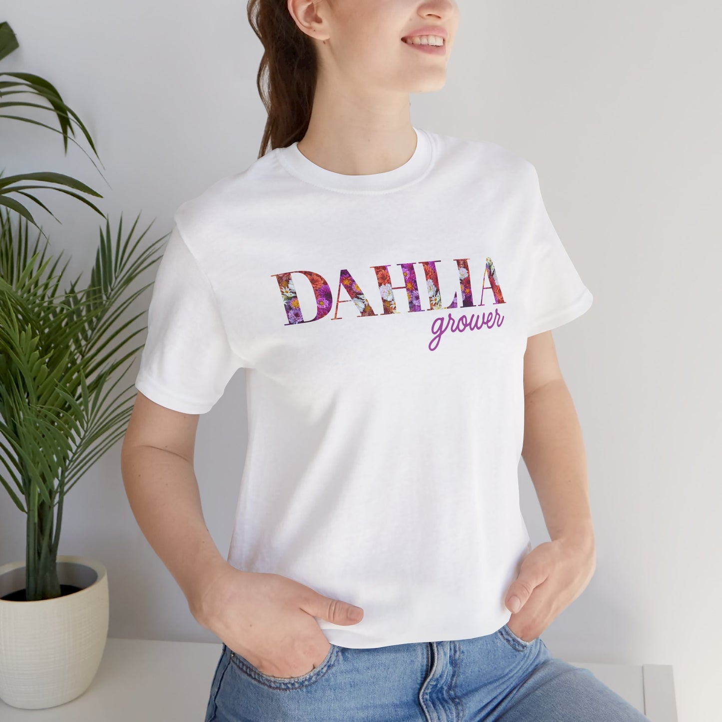Dahlia Grower Unisex Tee, Floral Graphic Shirt, Gardening Gift, Spring Style T-Shirt, Nature Lover Apparel, Gifts for Gardeners
