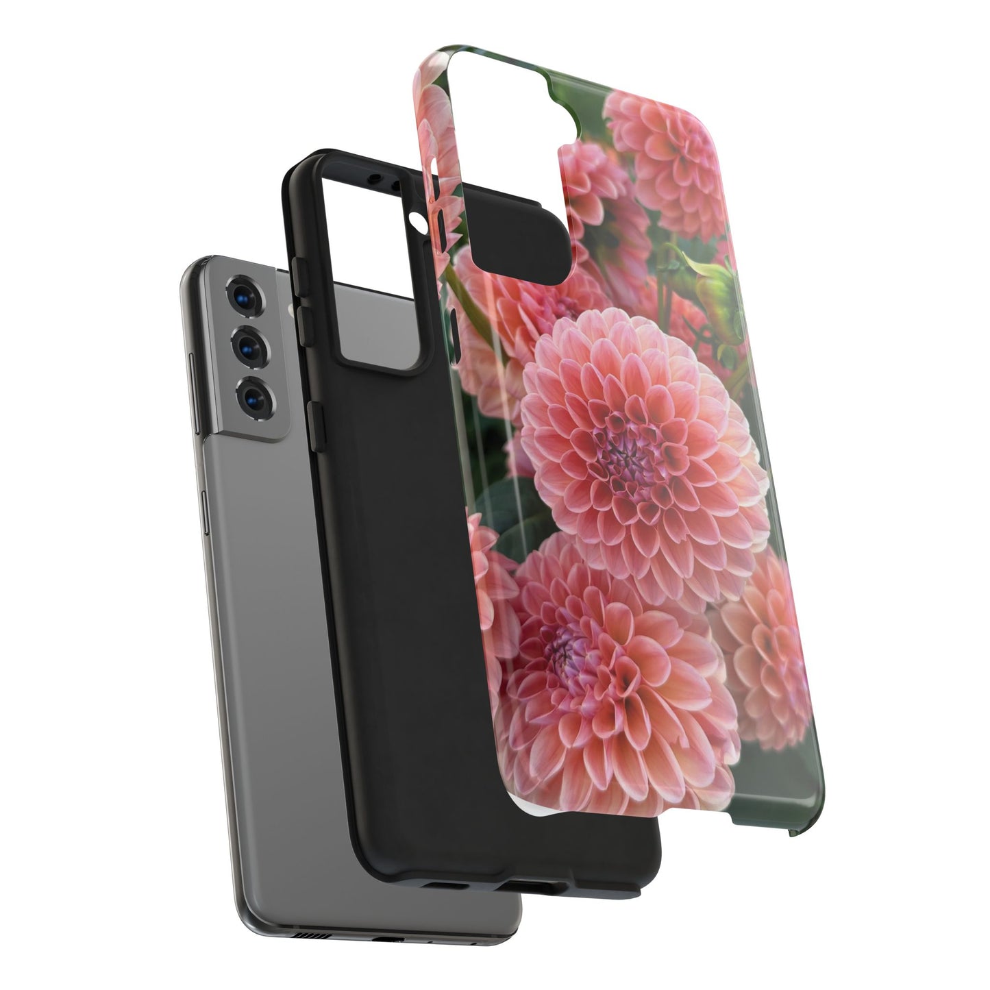 Floral Tough Phone Cases - Durable Protection with Pink Dahlia Design