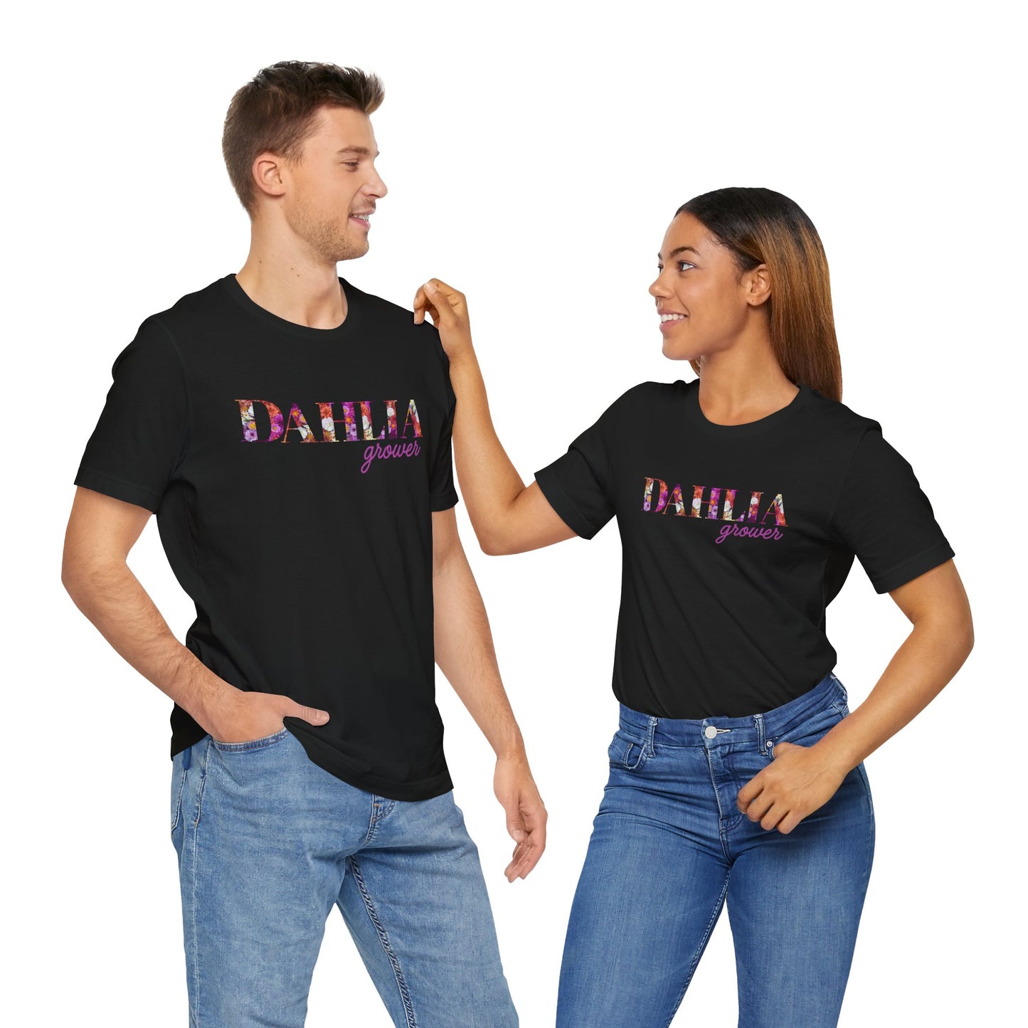 Dahlia Grower Unisex Tee, Floral Graphic Shirt, Gardening Gift, Spring Style T-Shirt, Nature Lover Apparel, Gifts for Gardeners