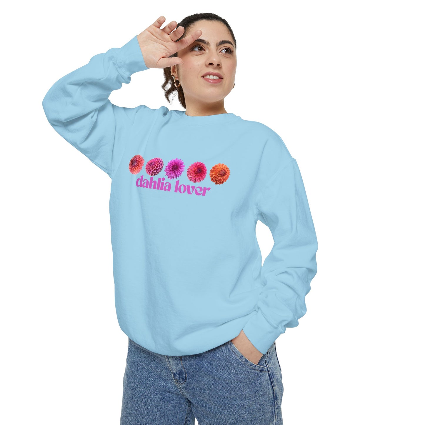 Dahlia Lover Sweatshirt - Cozy Unisex Garment-Dyed Crewneck, Perfect Gift