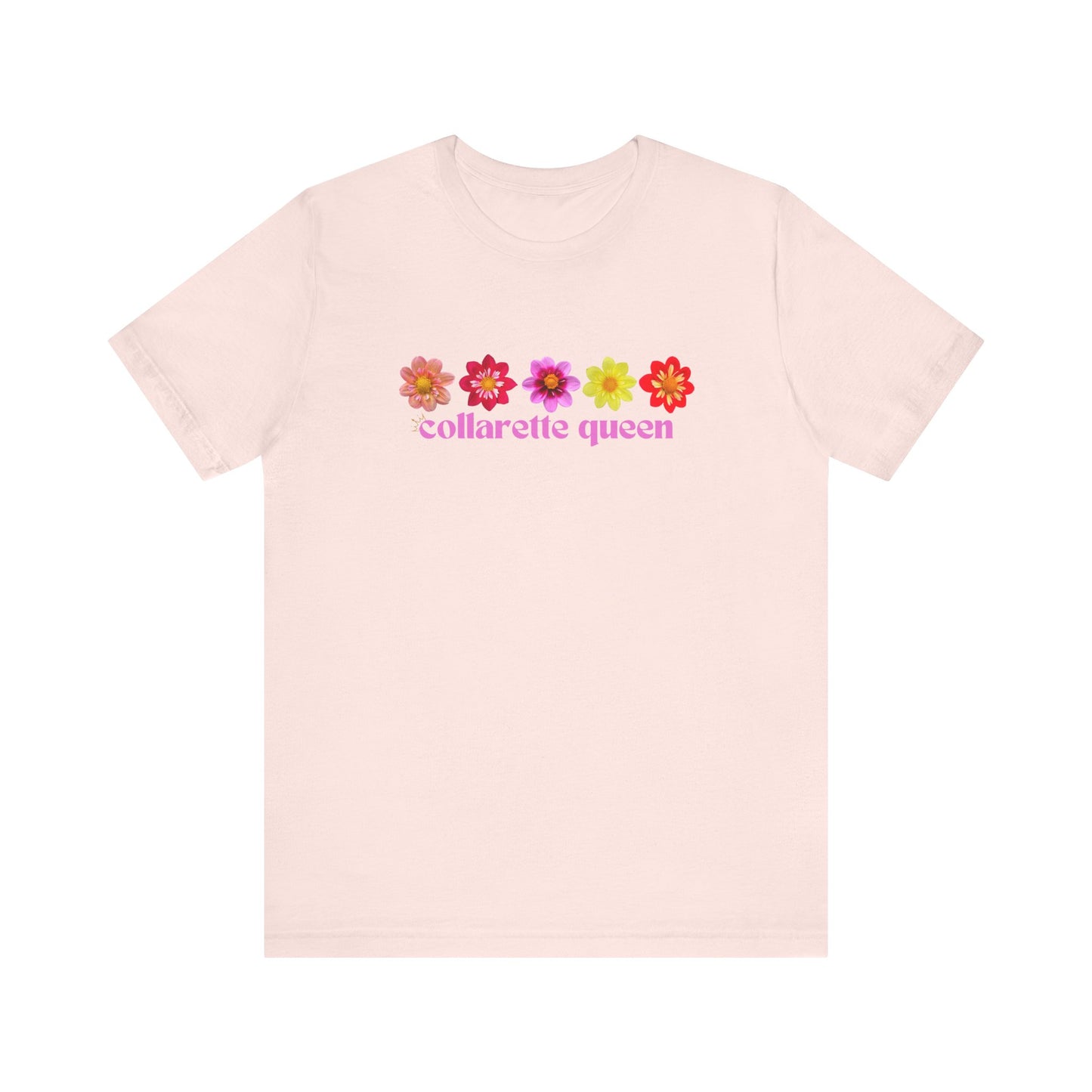 Floral Dahlia Collarette Queen Tee, Vibrant Unisex T-Shirt for Spring, Summer Outfits, Gifts for Plant Lovers, Casual Wear, Everyday Style