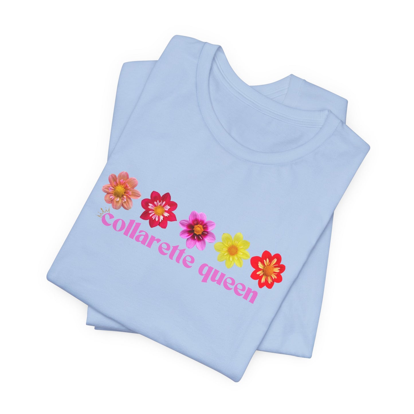 Floral Dahlia Collarette Queen Tee, Vibrant Unisex T-Shirt for Spring, Summer Outfits, Gifts for Plant Lovers, Casual Wear, Everyday Style