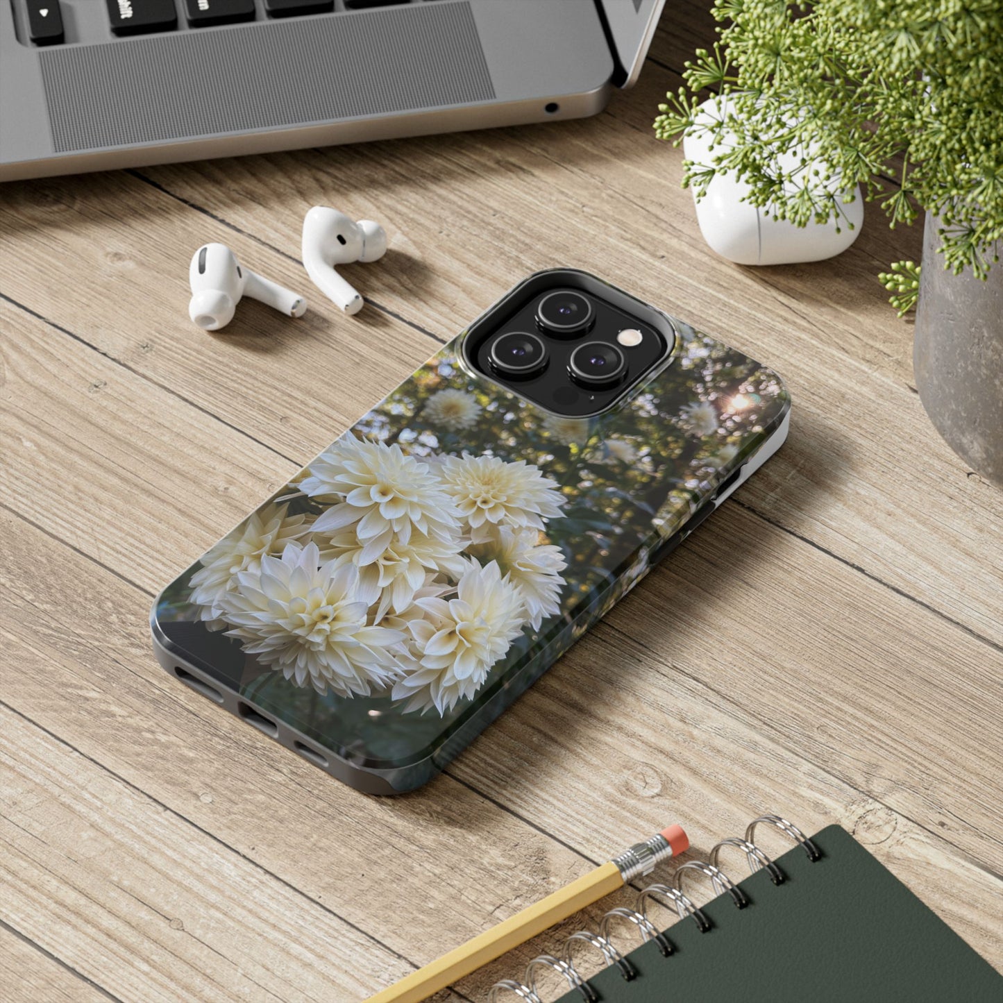 Floral Tough Phone Case - Durable Protection with Cafe au Lait Dahlia Design