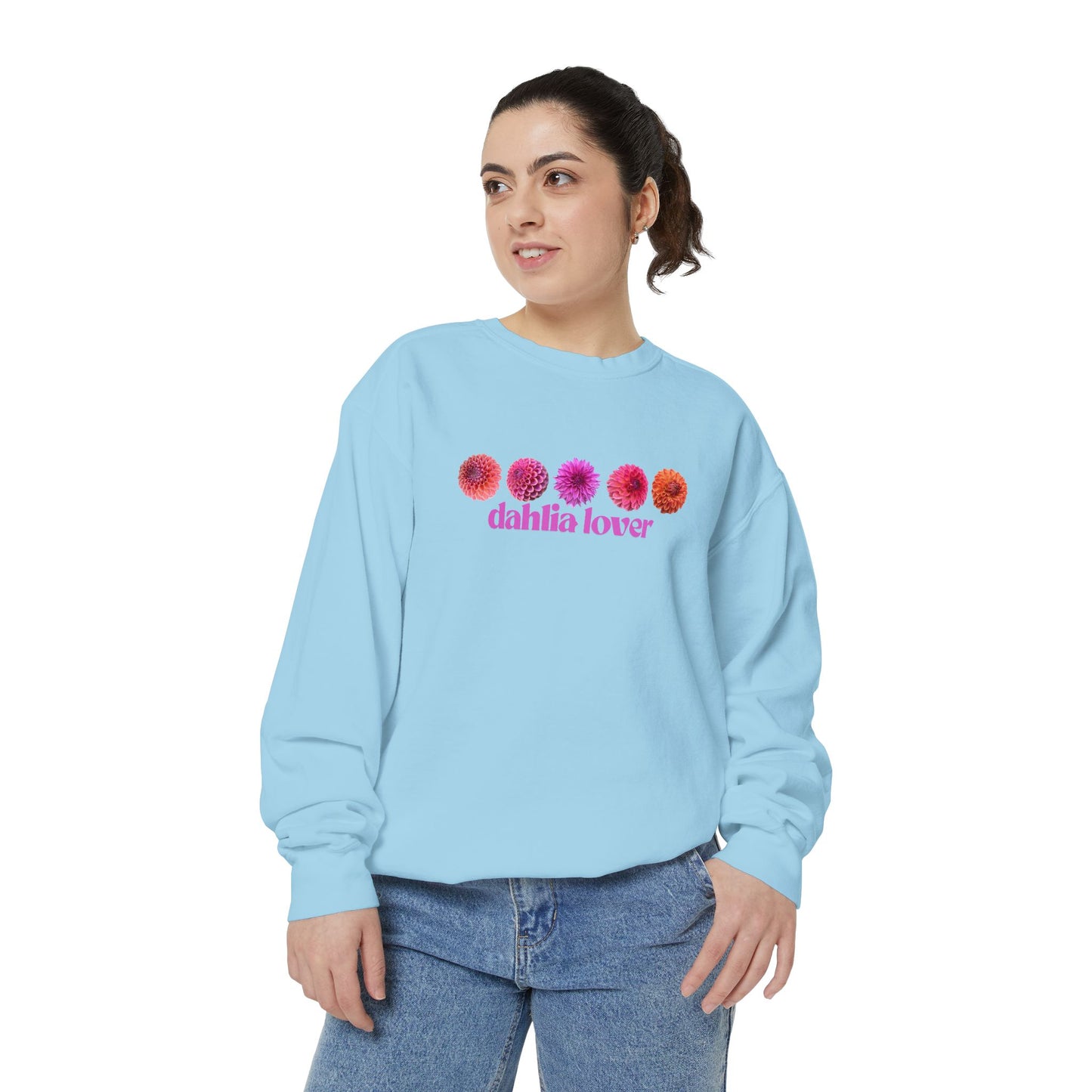Dahlia Lover Sweatshirt - Cozy Unisex Garment-Dyed Crewneck, Perfect Gift
