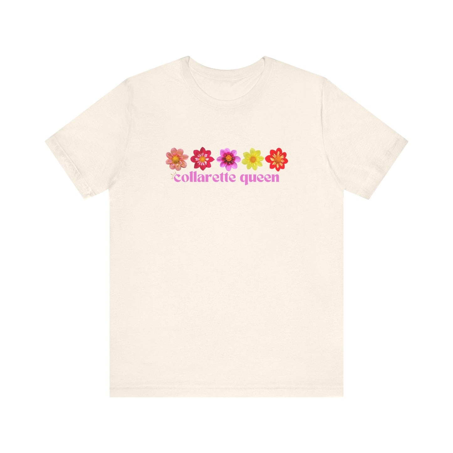 Floral Dahlia Collarette Queen Tee, Vibrant Unisex T-Shirt for Spring, Summer Outfits, Gifts for Plant Lovers, Casual Wear, Everyday Style