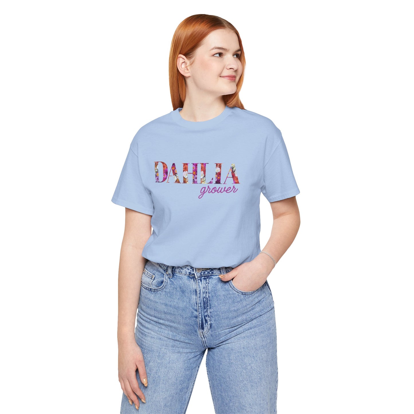 Dahlia Grower Unisex Tee, Floral Graphic Shirt, Gardening Gift, Spring Style T-Shirt, Nature Lover Apparel, Gifts for Gardeners