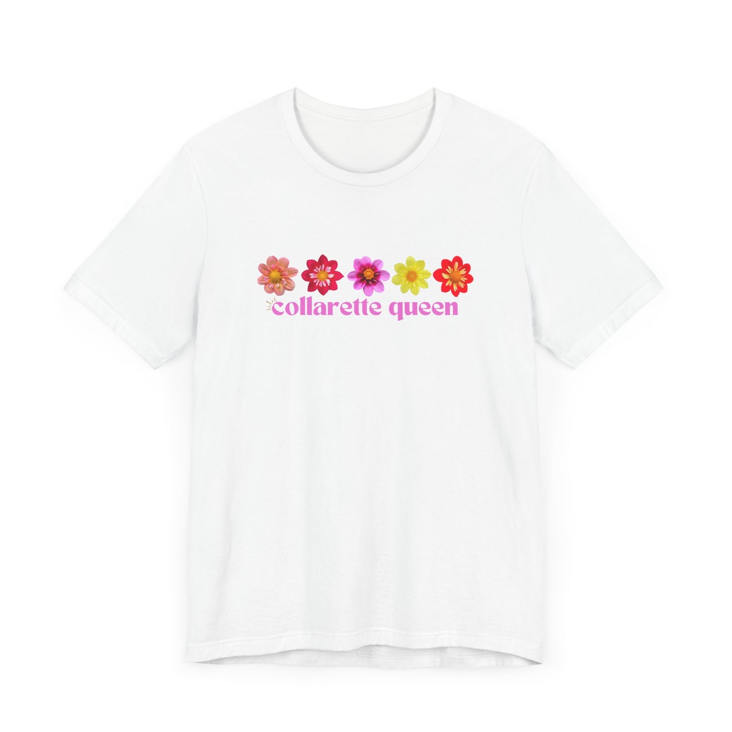Floral Dahlia Collarette Queen Tee, Vibrant Unisex T-Shirt for Spring, Summer Outfits, Gifts for Plant Lovers, Casual Wear, Everyday Style
